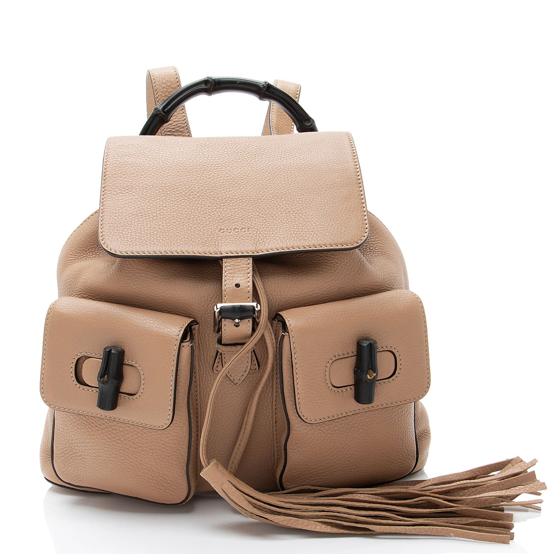 Gucci Bamboo Backpack Leather Beige Medium Shoulder Bag