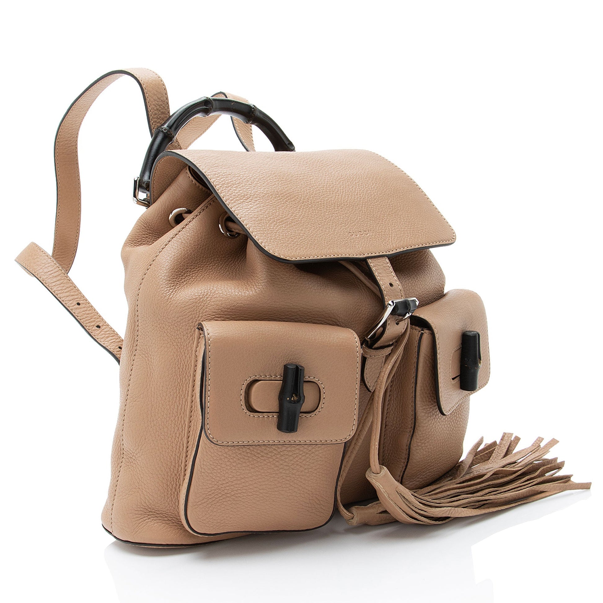 Gucci Bamboo Backpack Leather Beige Medium Shoulder Bag