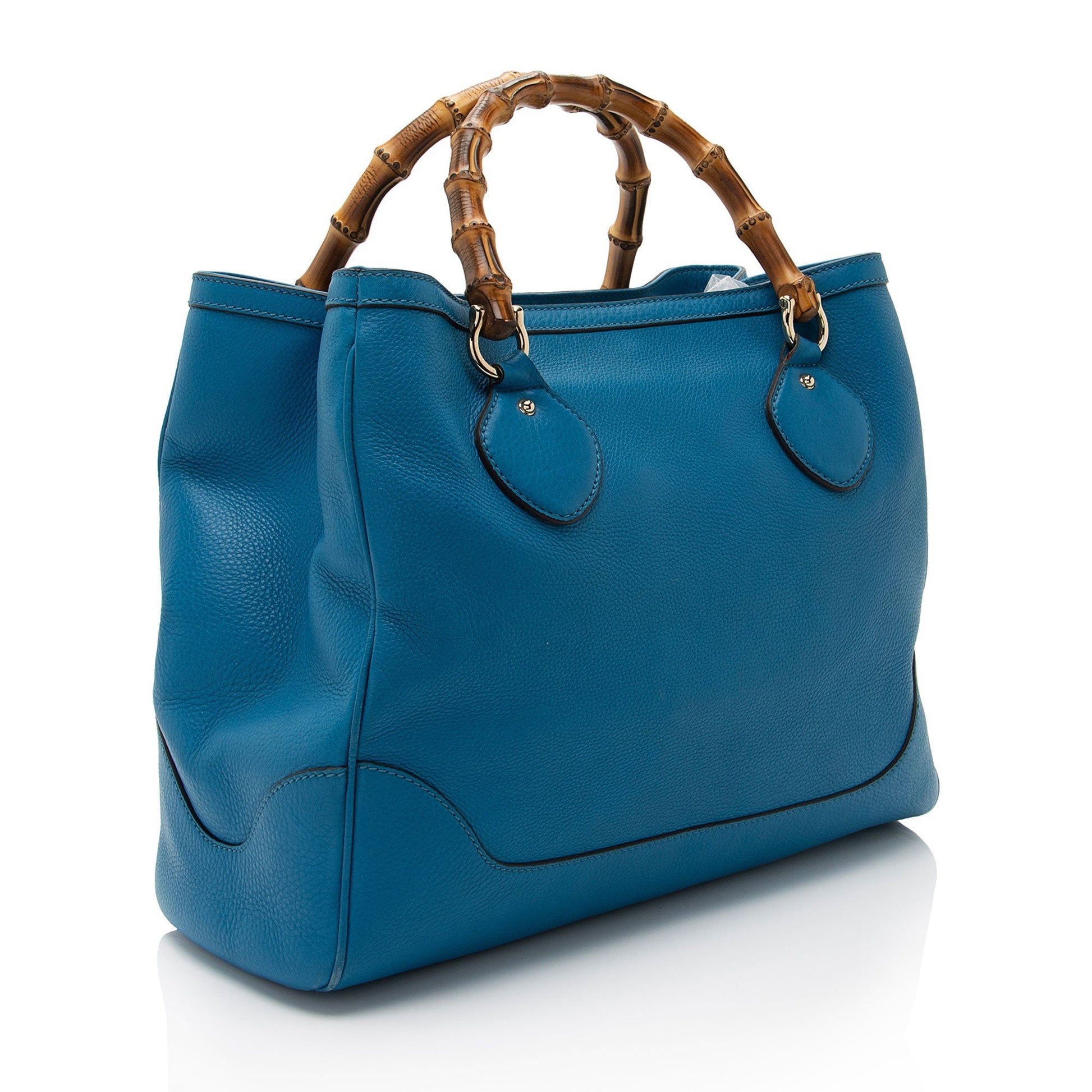 Gucci Bamboo Diana SHF-duMfuS Leather Blue Tote Bag