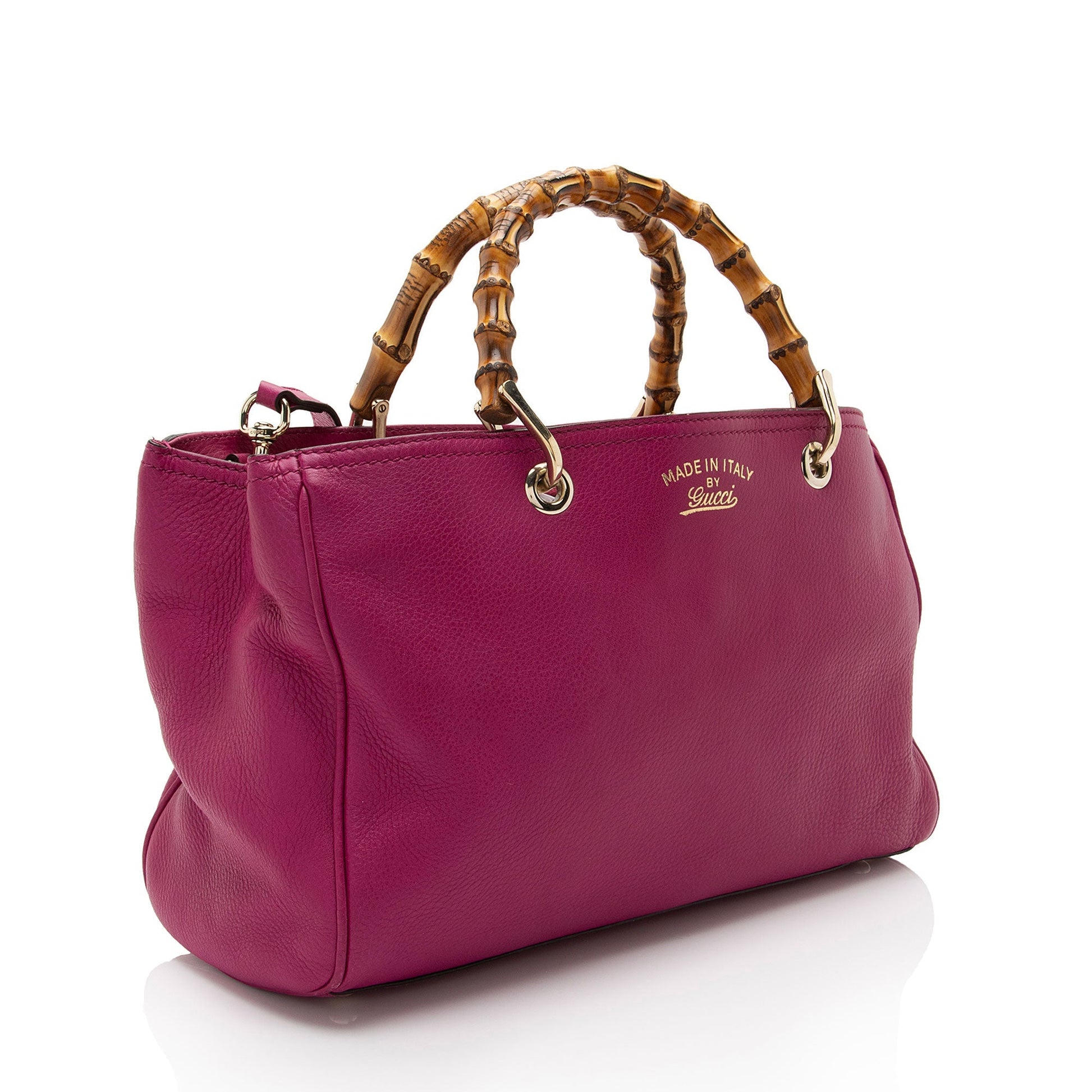 Gucci Bamboo Shopper SHF-UmUete Leather Pink Medium Tote Bag