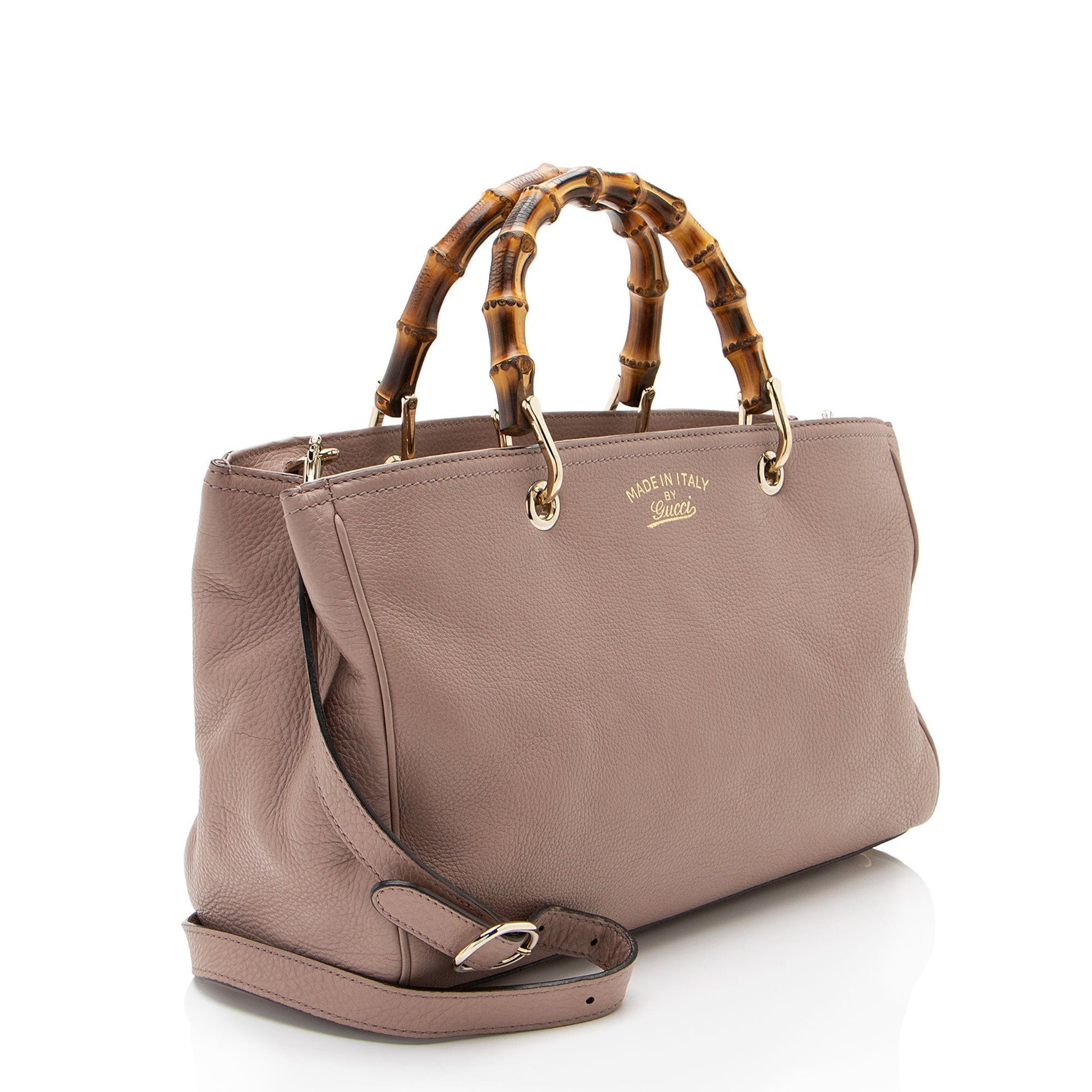 Gucci Bamboo Shopper Leather Pink Medium Tote Bag