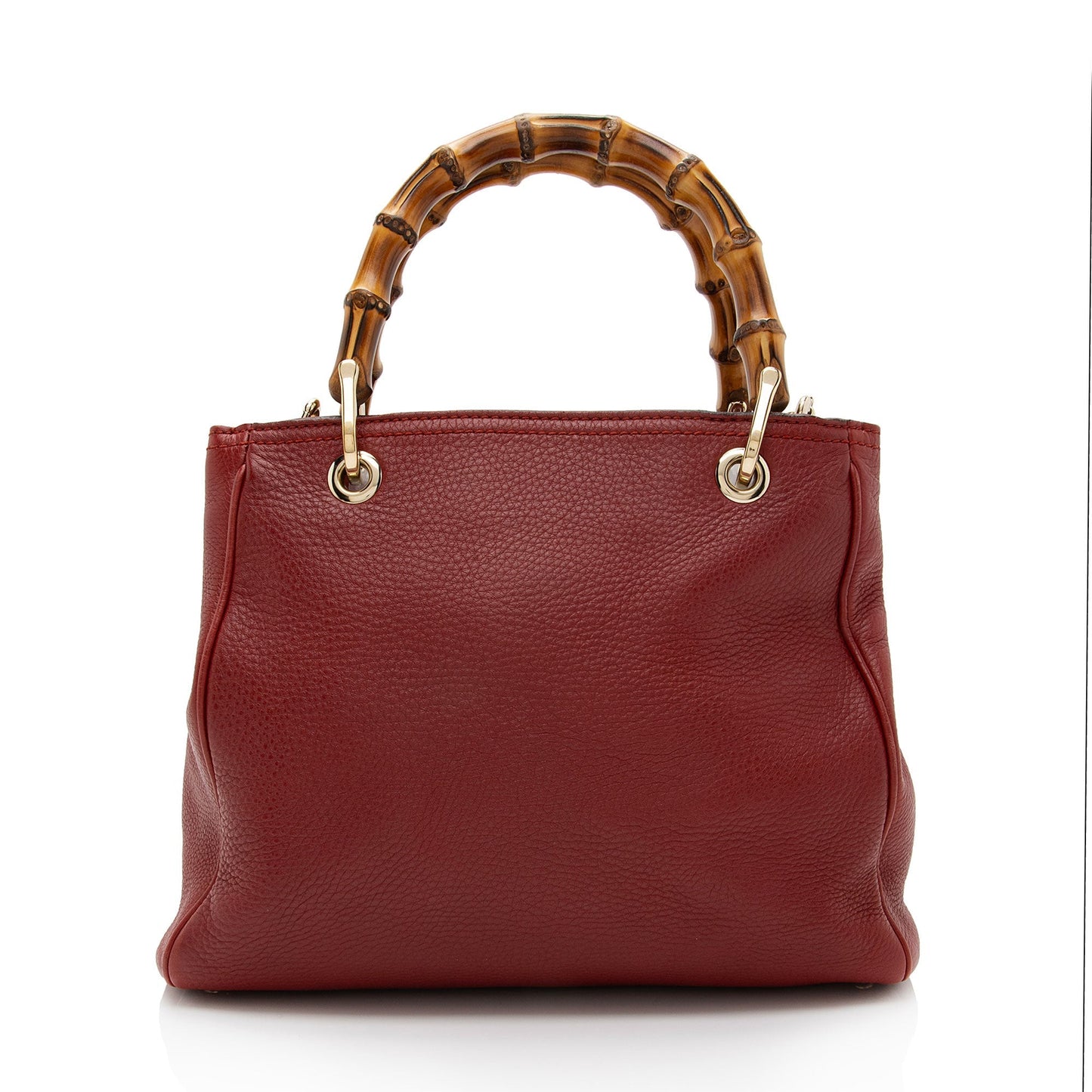 Gucci Metallic Bamboo Shopper SHF-Vl4q6H Leather Red Mini Tote Bag