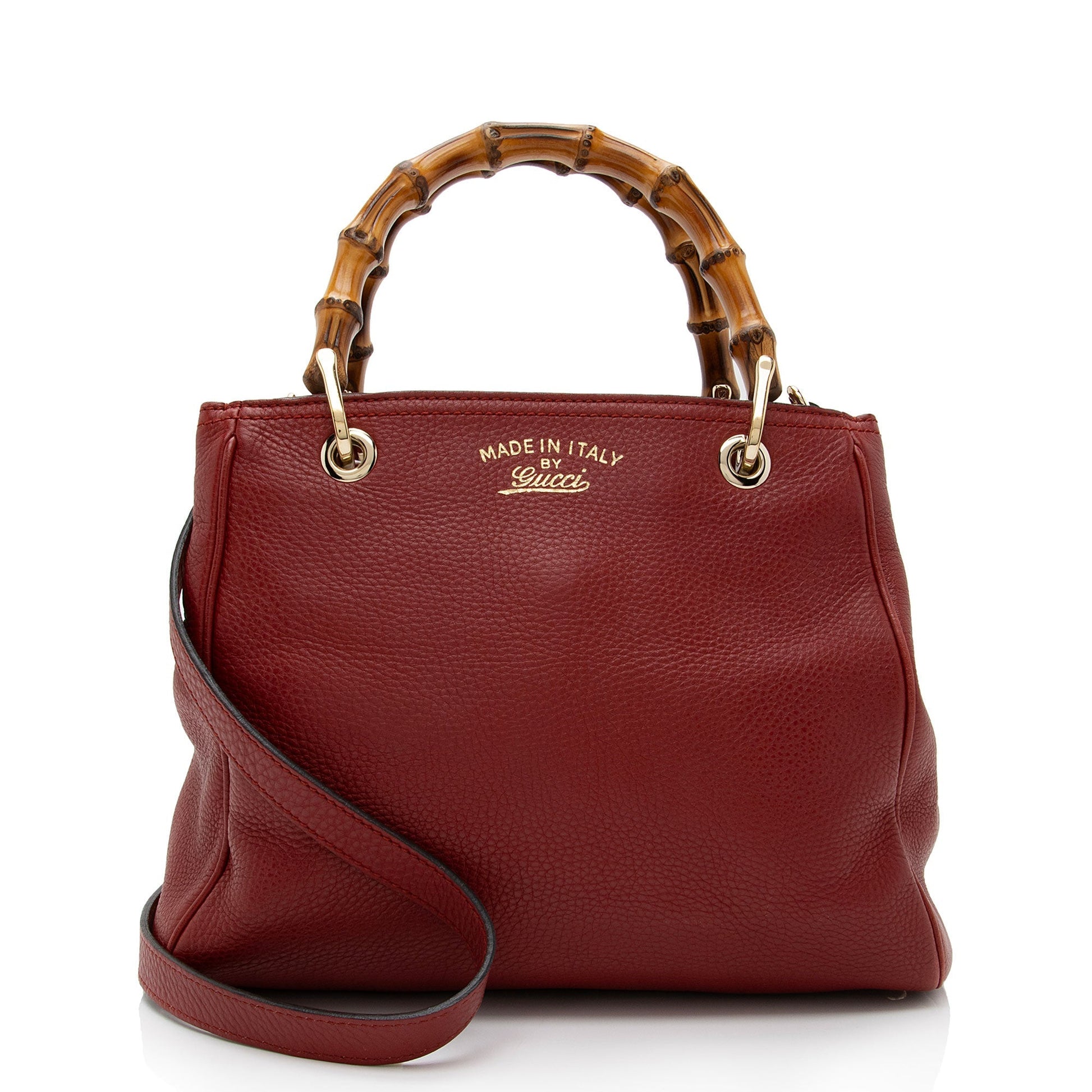 Gucci Metallic Bamboo Shopper SHF-Vl4q6H Leather Red Mini Tote Bag