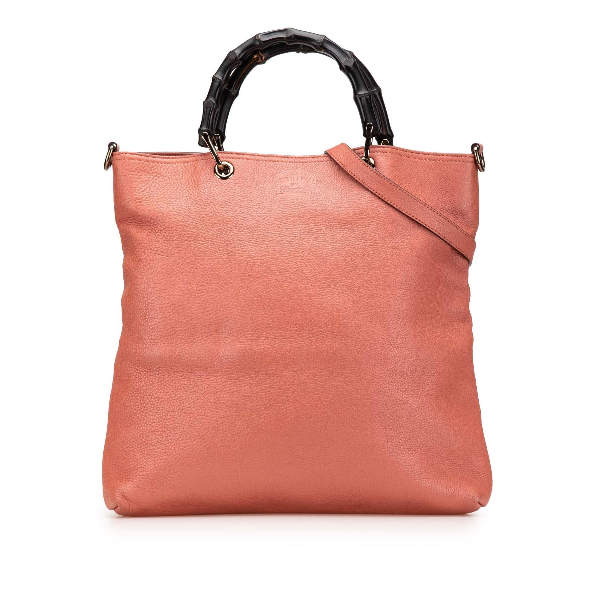 Gucci Bamboo Leather Calf Pink Satchel Bag