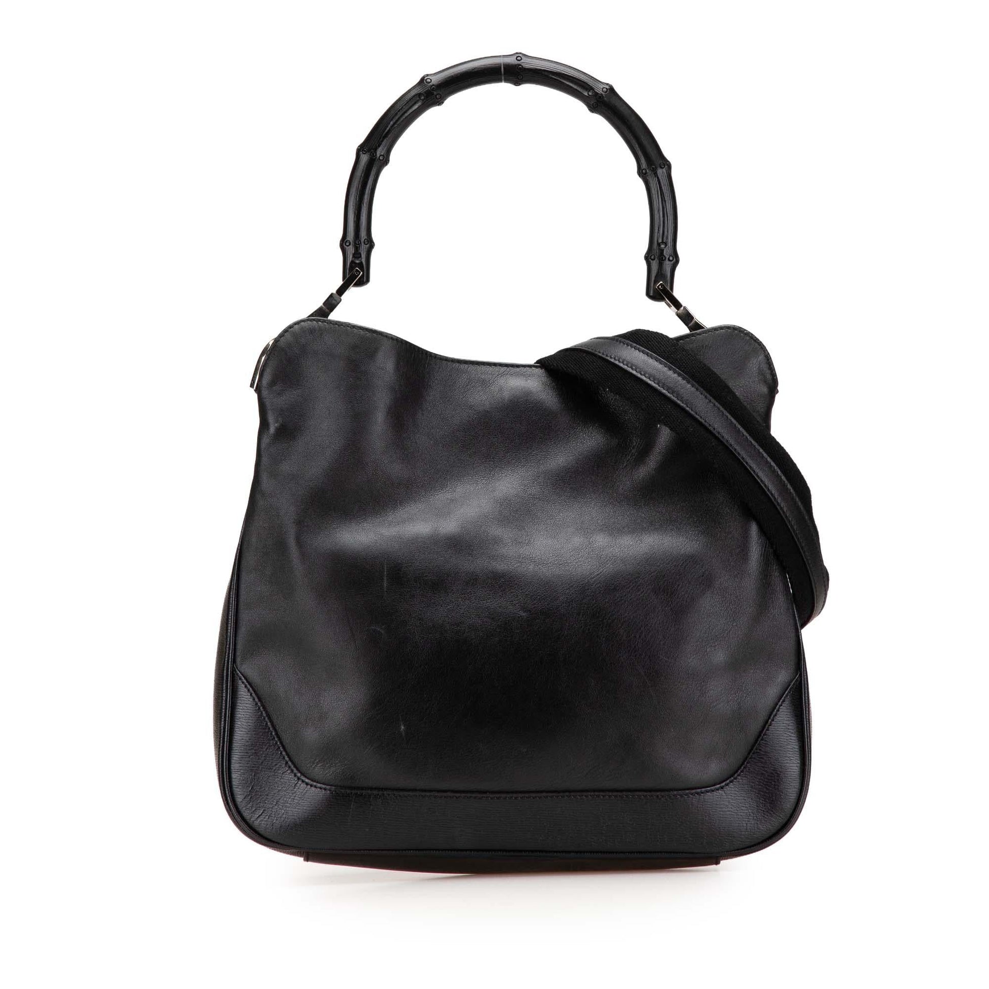 Gucci Bamboo Leather Calf Black Satchel Bag Satchel 5
