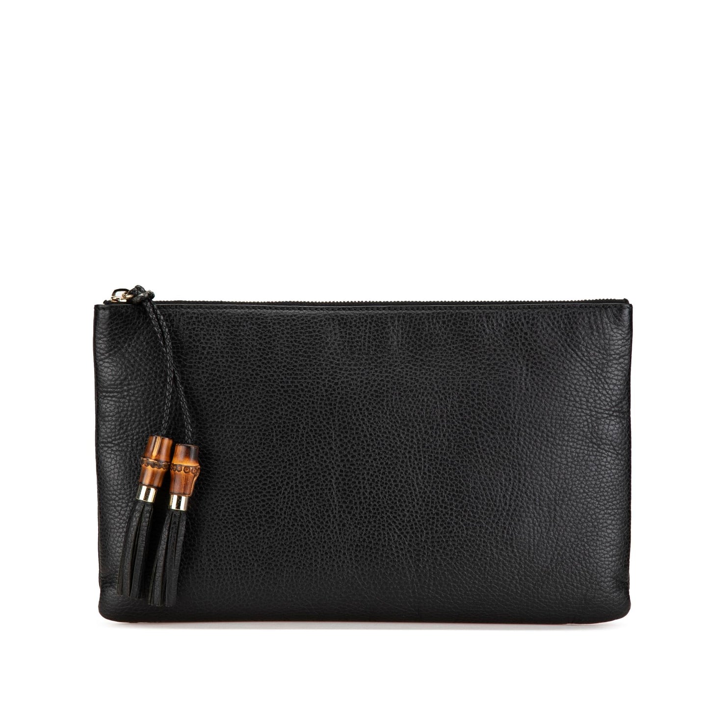 Gucci Bamboo Tassel Leather Calf Black Clutch Bag