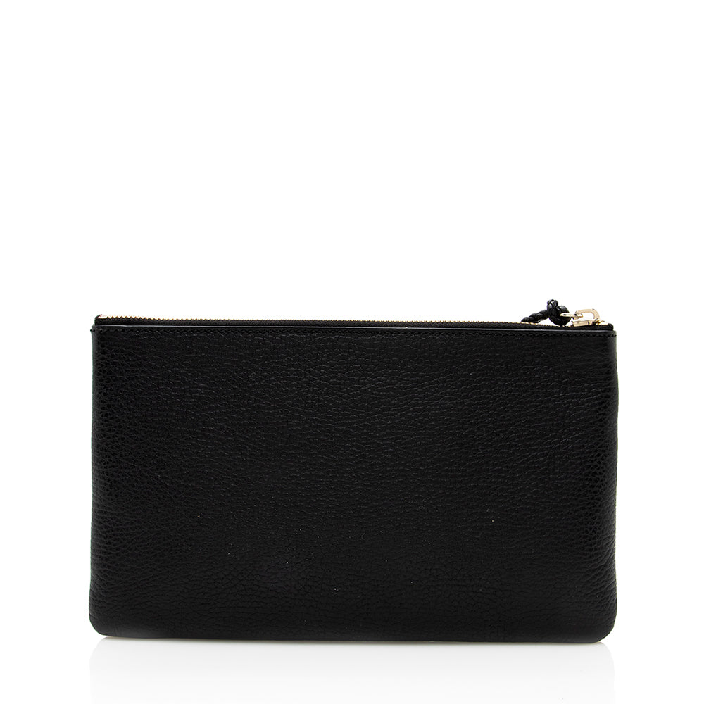 Gucci Bamboo Tassel Zip SHF Leather Black Clutch Bag