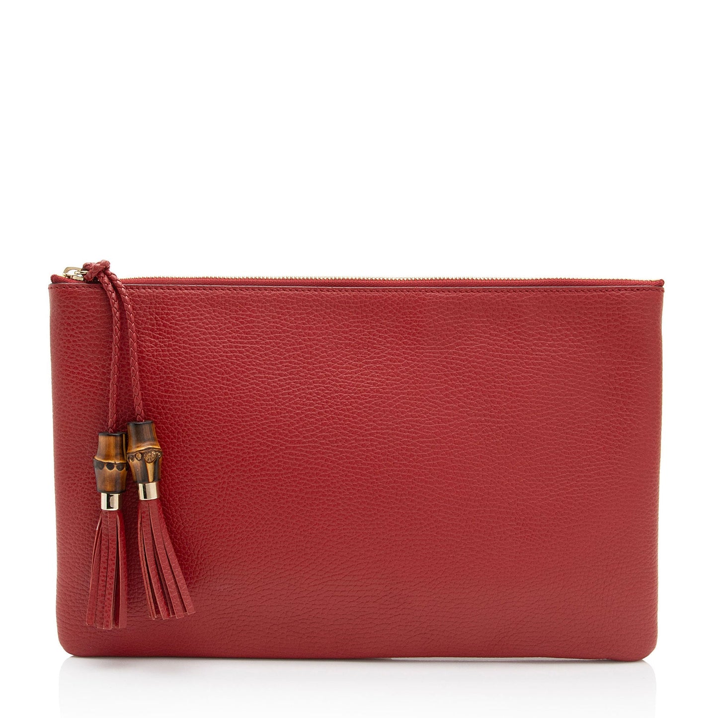 Gucci Bamboo Tassel Zip SHF-jOVRgR Leather Red Clutch Bag