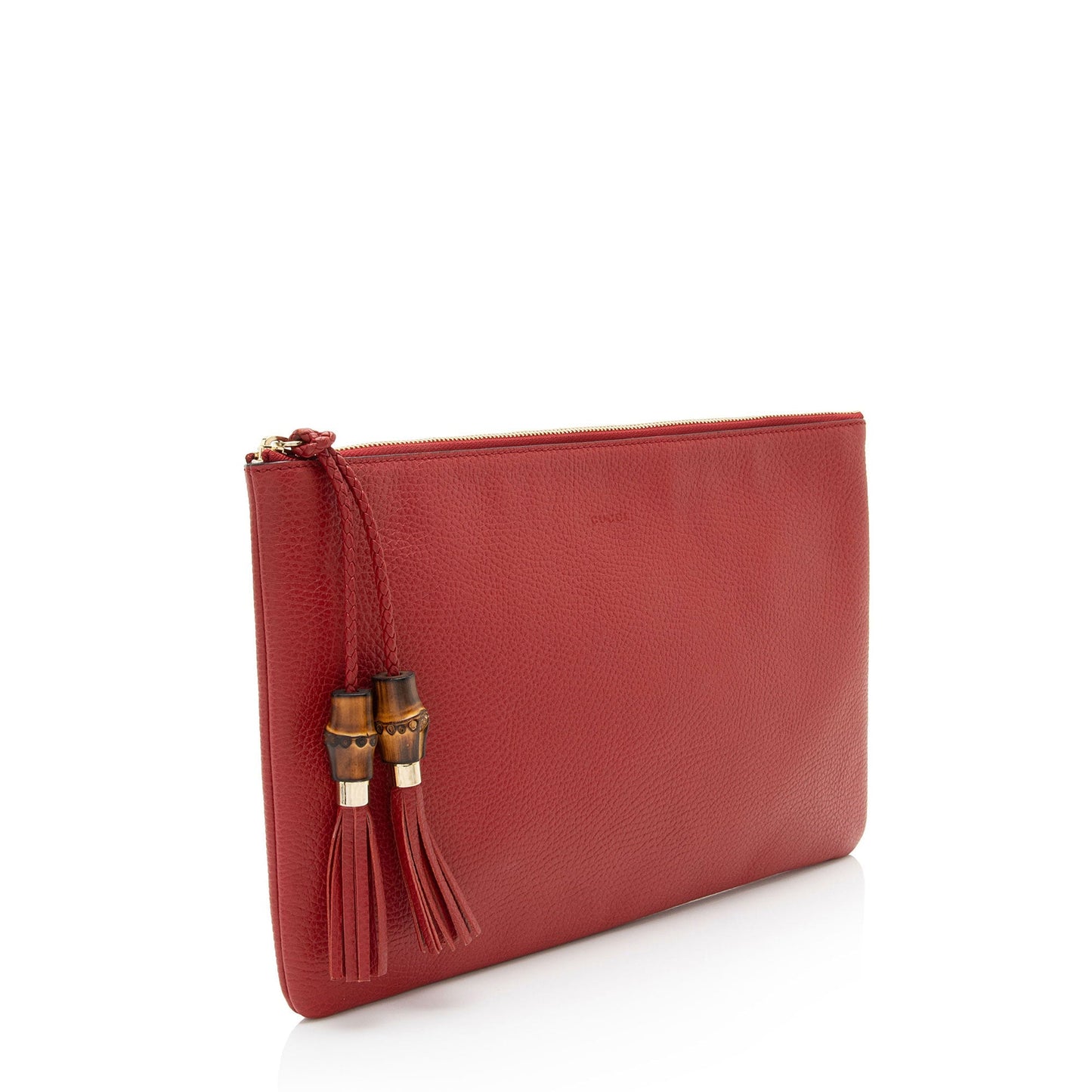 Gucci Bamboo Tassel Zip SHF-jOVRgR Leather Red Clutch Bag