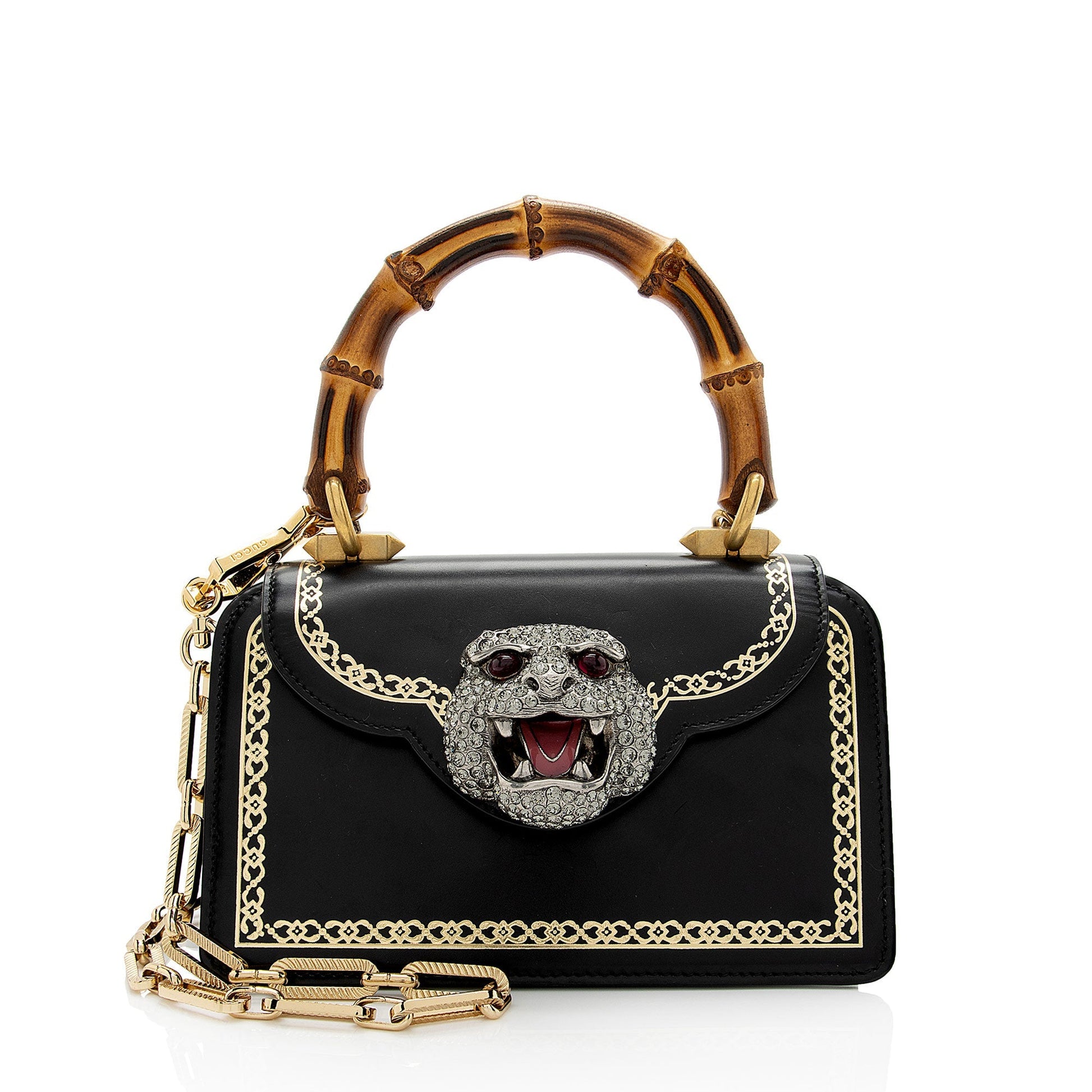 Gucci Bamboo Thiara SHF-OVk4LV Leather Black Small Top Handle Crossbody Bag
