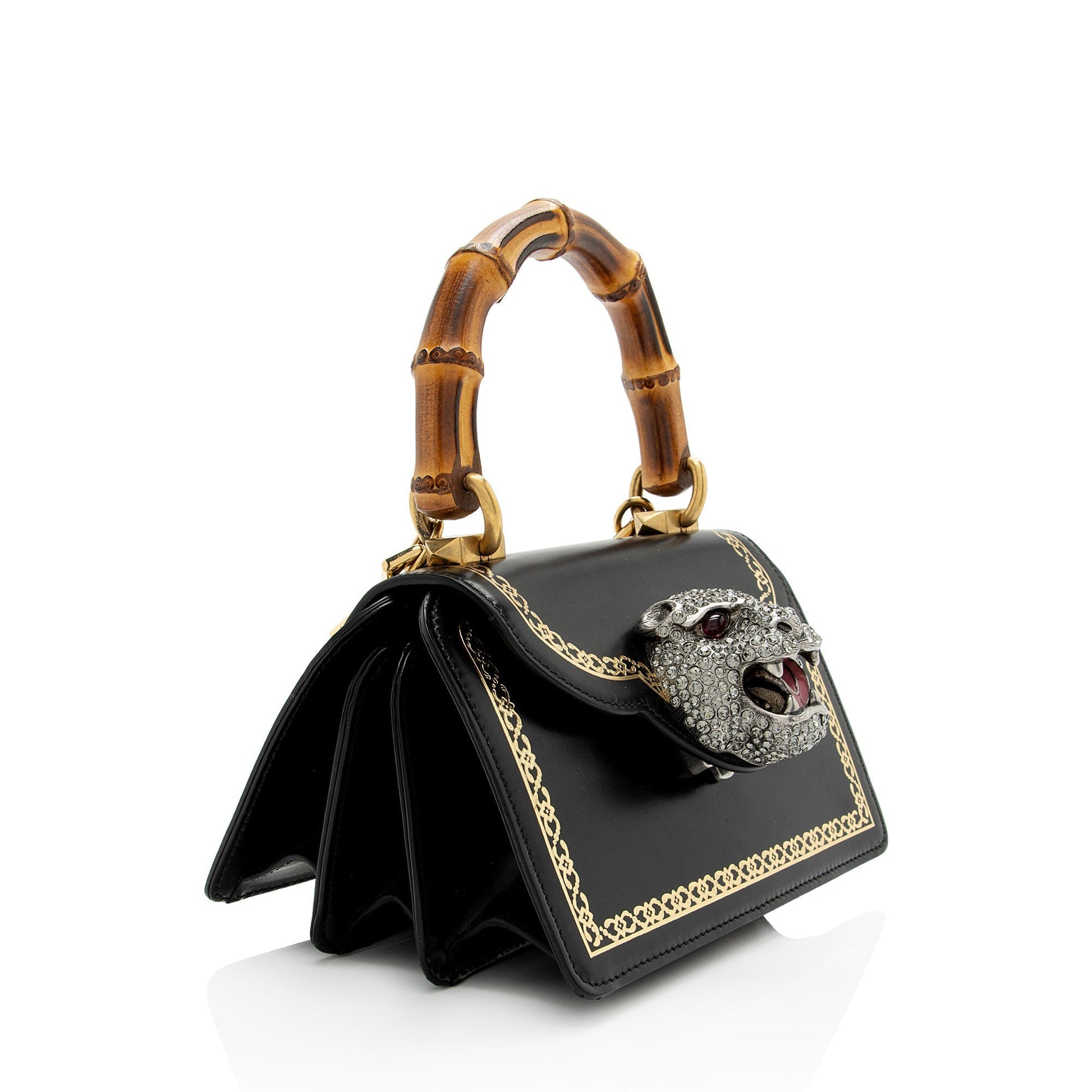 Gucci Bamboo Thiara SHF-OVk4LV Leather Black Small Top Handle Crossbody Bag