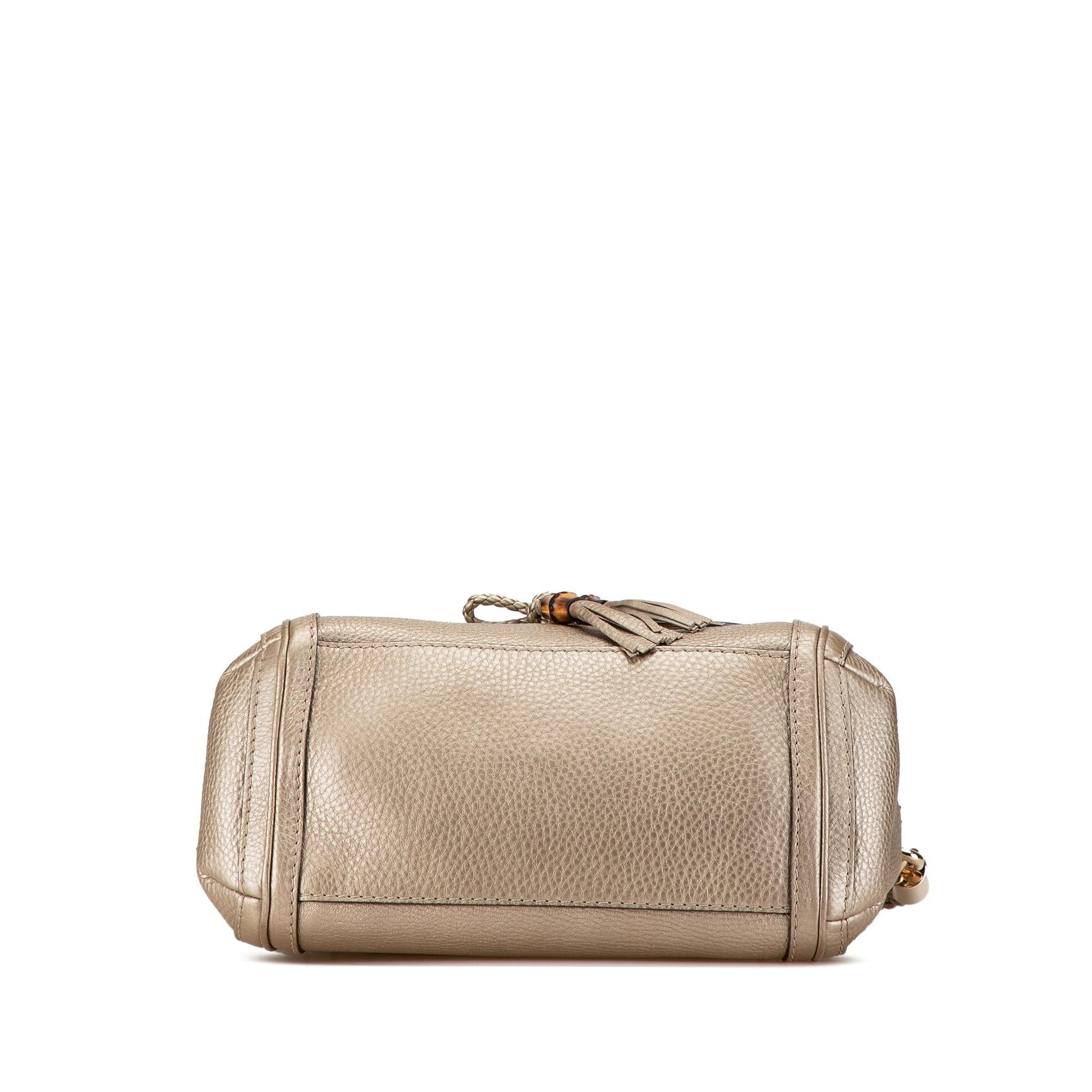Gucci Bella Leather Calf Gold Satchel Bag Shg Loggiz