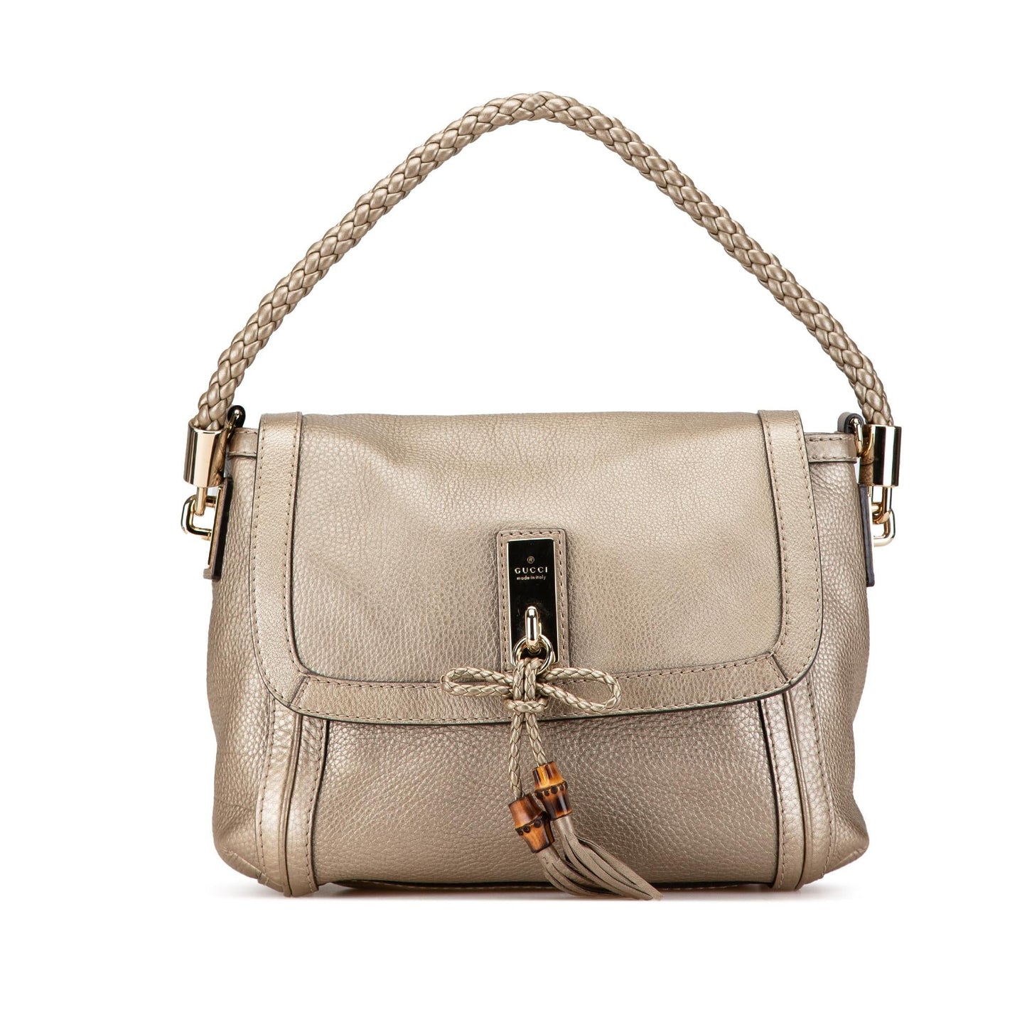 Gucci Bella Leather Calf Gold Satchel Bag Shg Loggiz