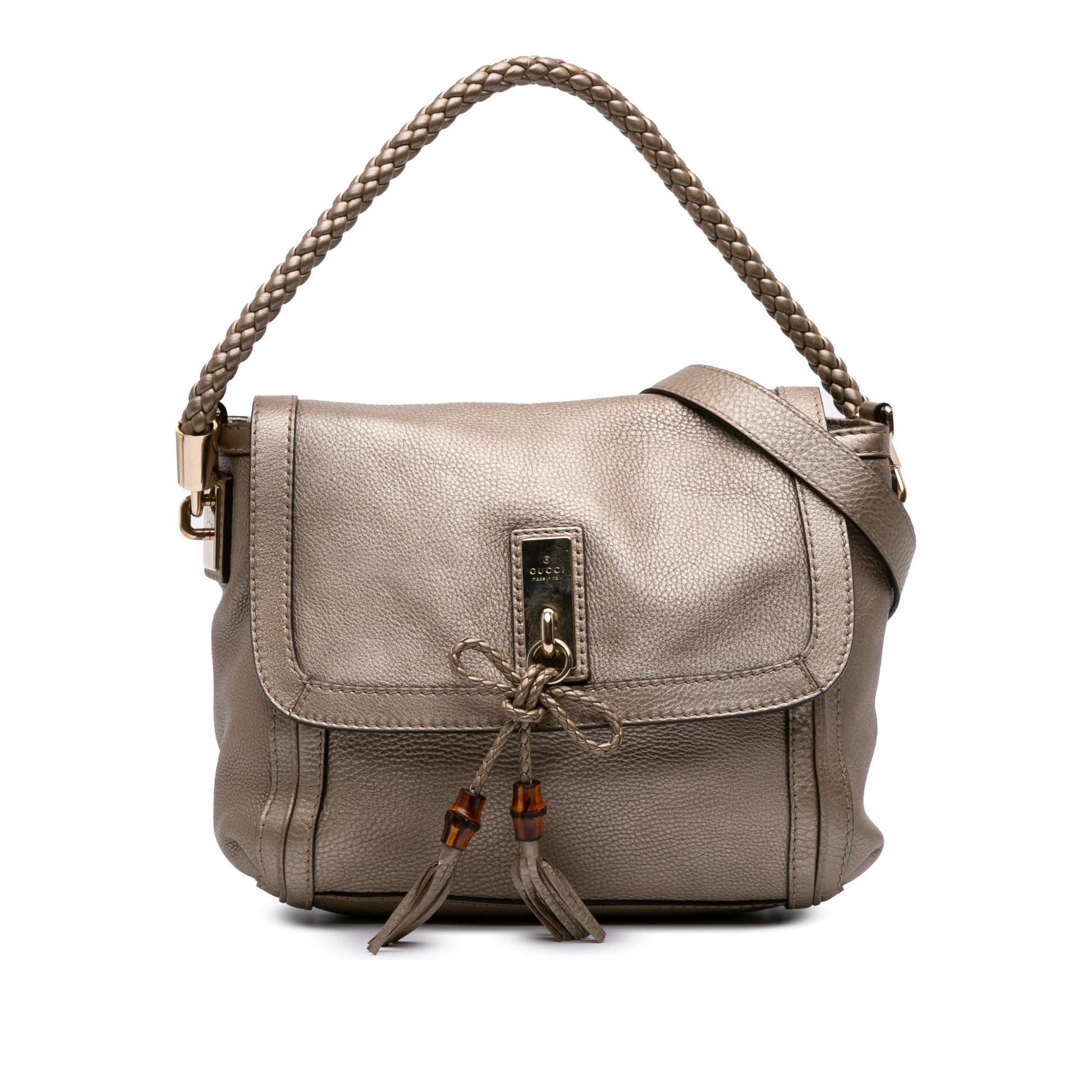Gucci Bella Leather Calf Gold Satchel Bag Satchel 2