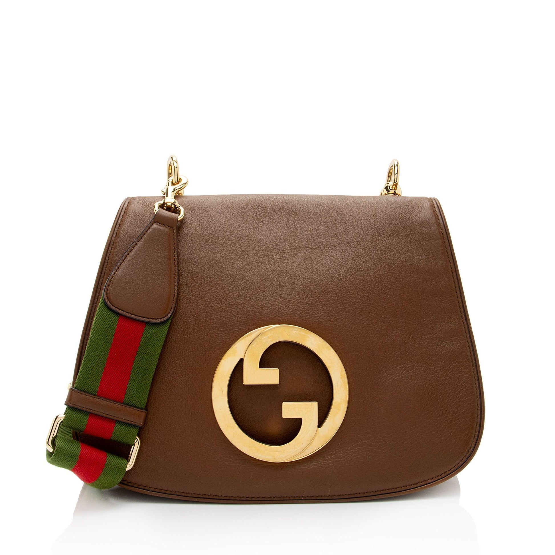Gucci Blondie Leather Nylon Brown Medium Crossbody Bag