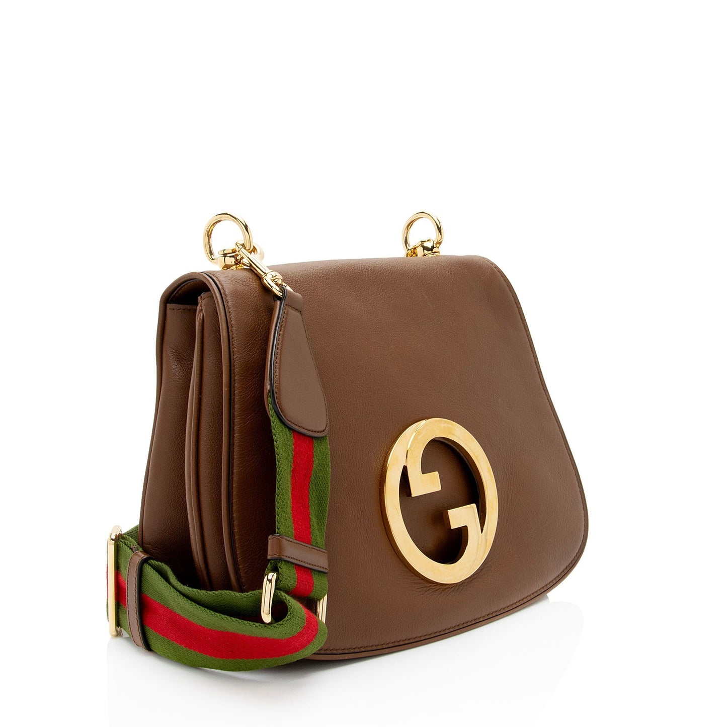 Gucci Blondie Leather Nylon Brown Medium Crossbody Bag