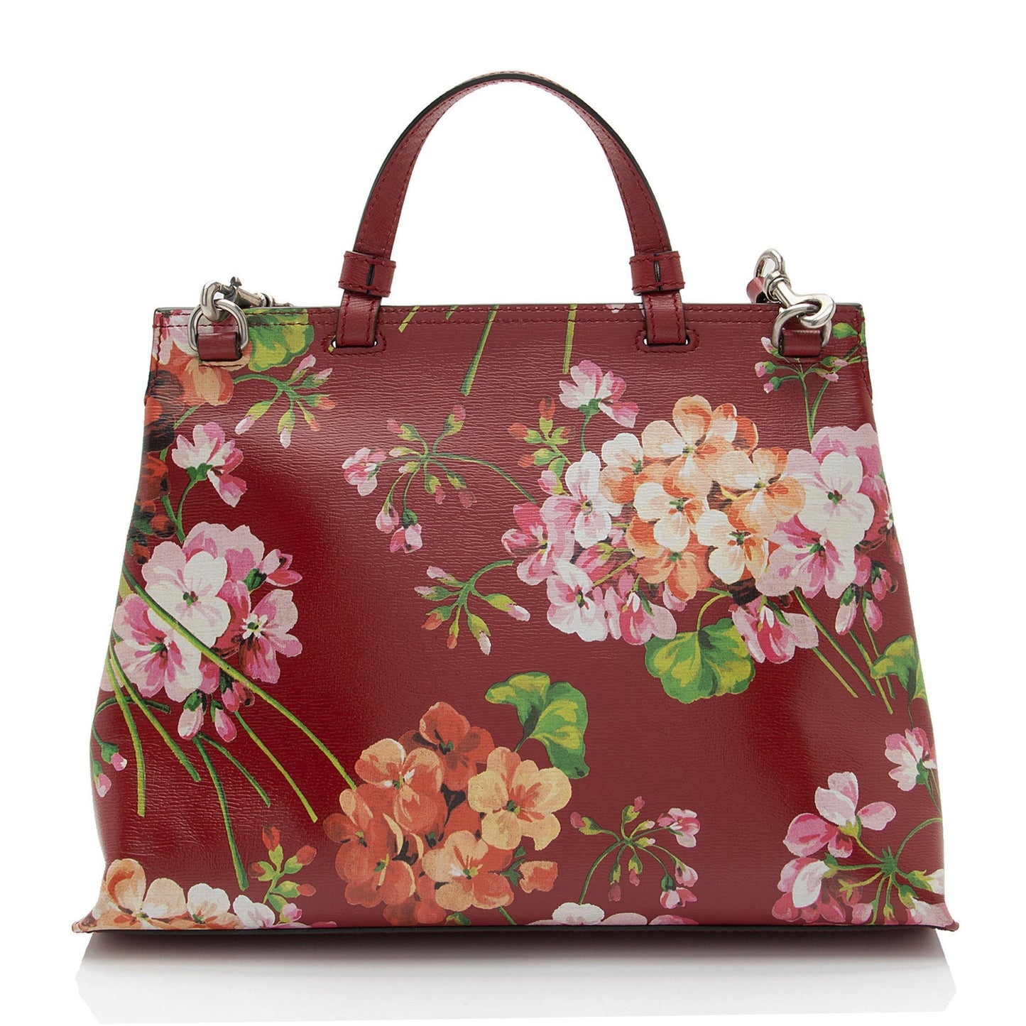 Gucci Blooms Bamboo Daily SHF-YKON9B Leather Red Medium Satchel Bag