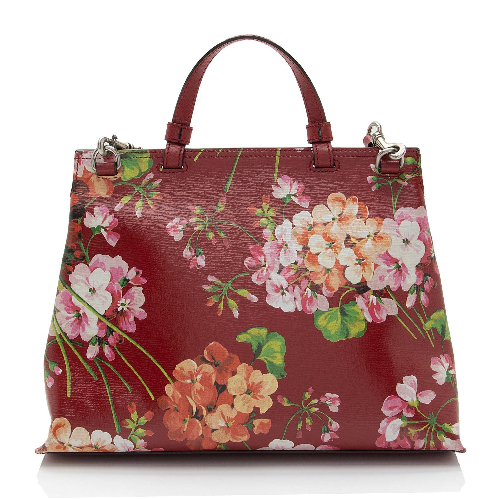 Gucci Blooms Bamboo Daily SHF-YKON9B Leather Red Medium Satchel Bag