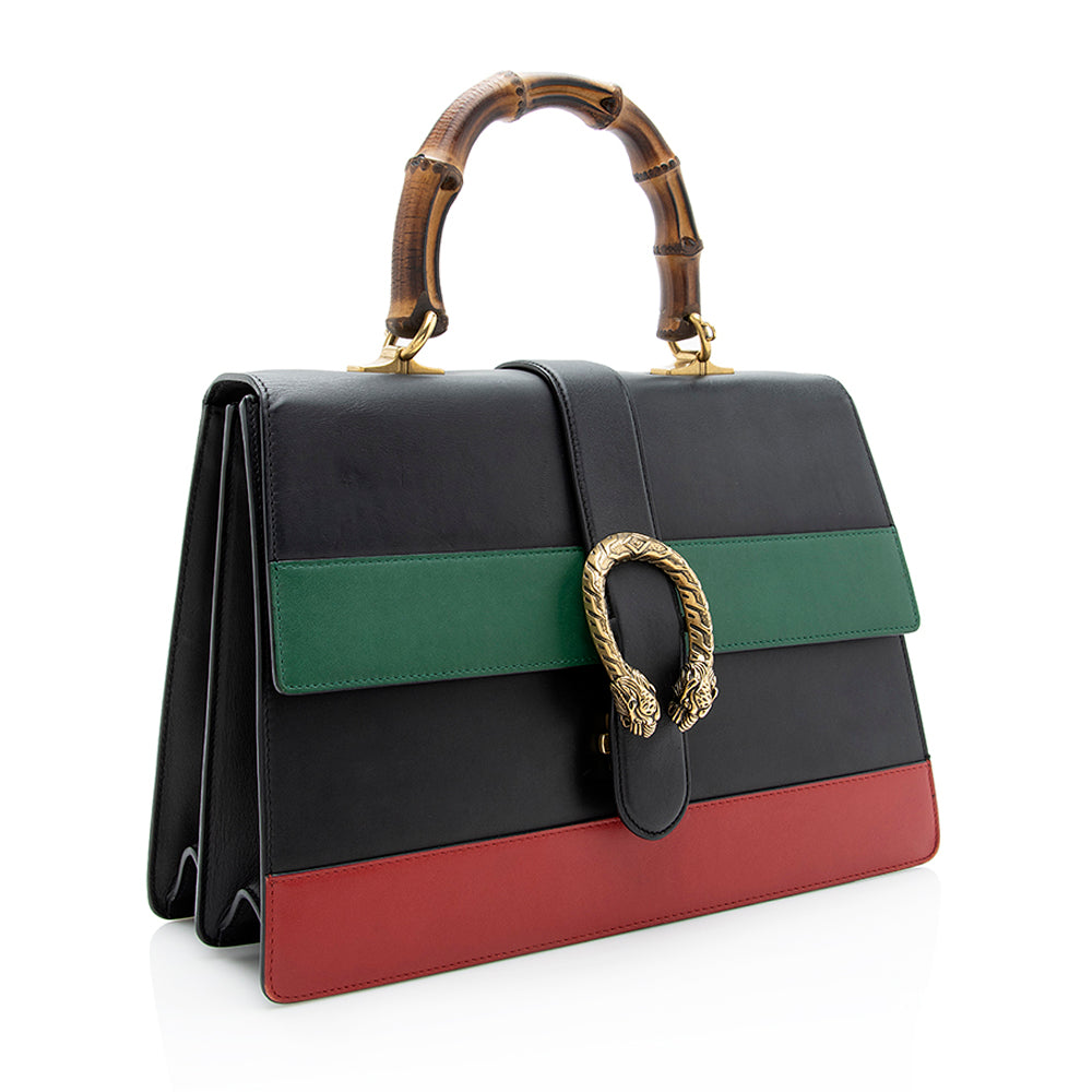 Gucci Borsa Dionysus Top Handle SHF Leather Black Red Green Satchel Bag