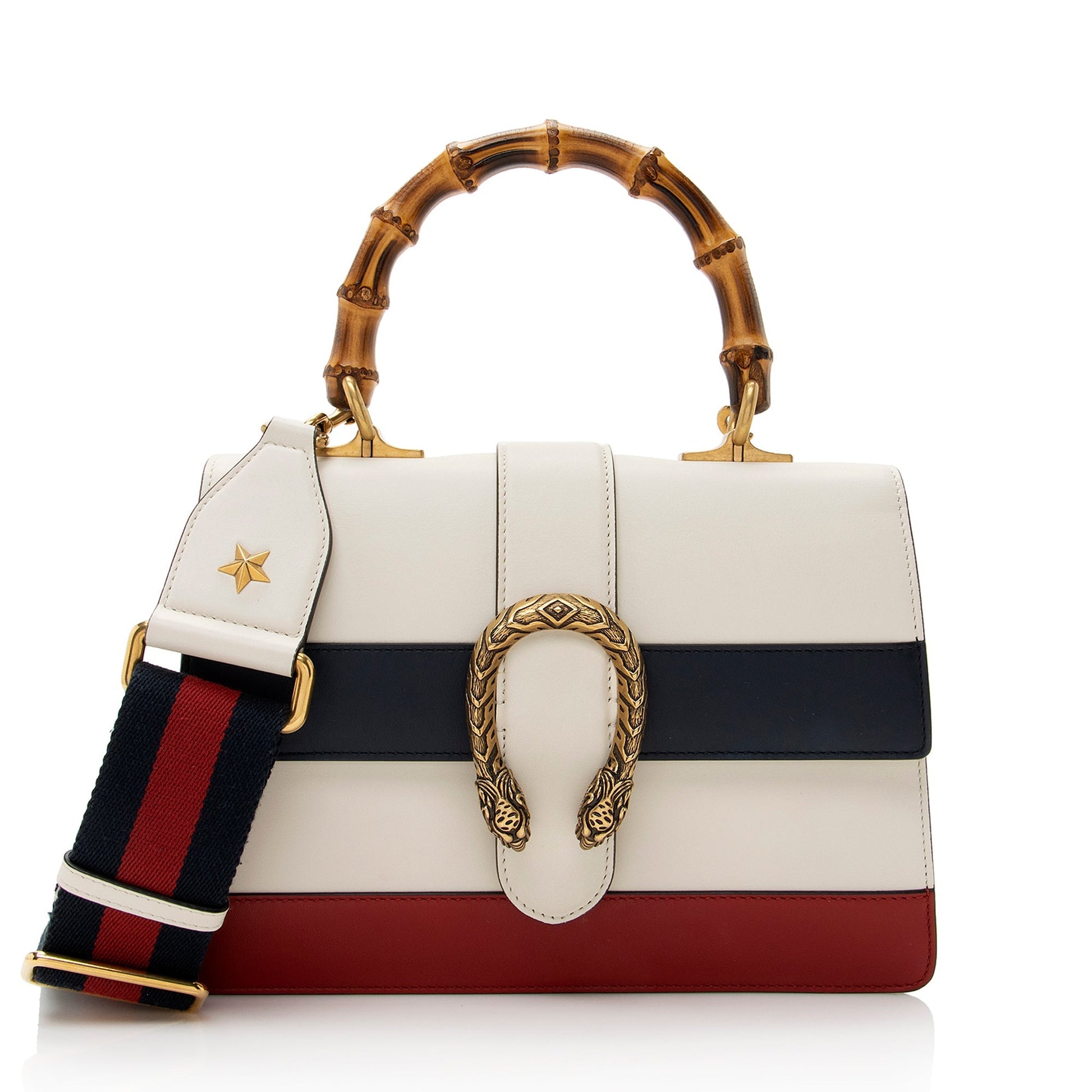 Gucci Borsa Dionysus Top Handle SHF Leather Nylon White Blue Satchel Bag
