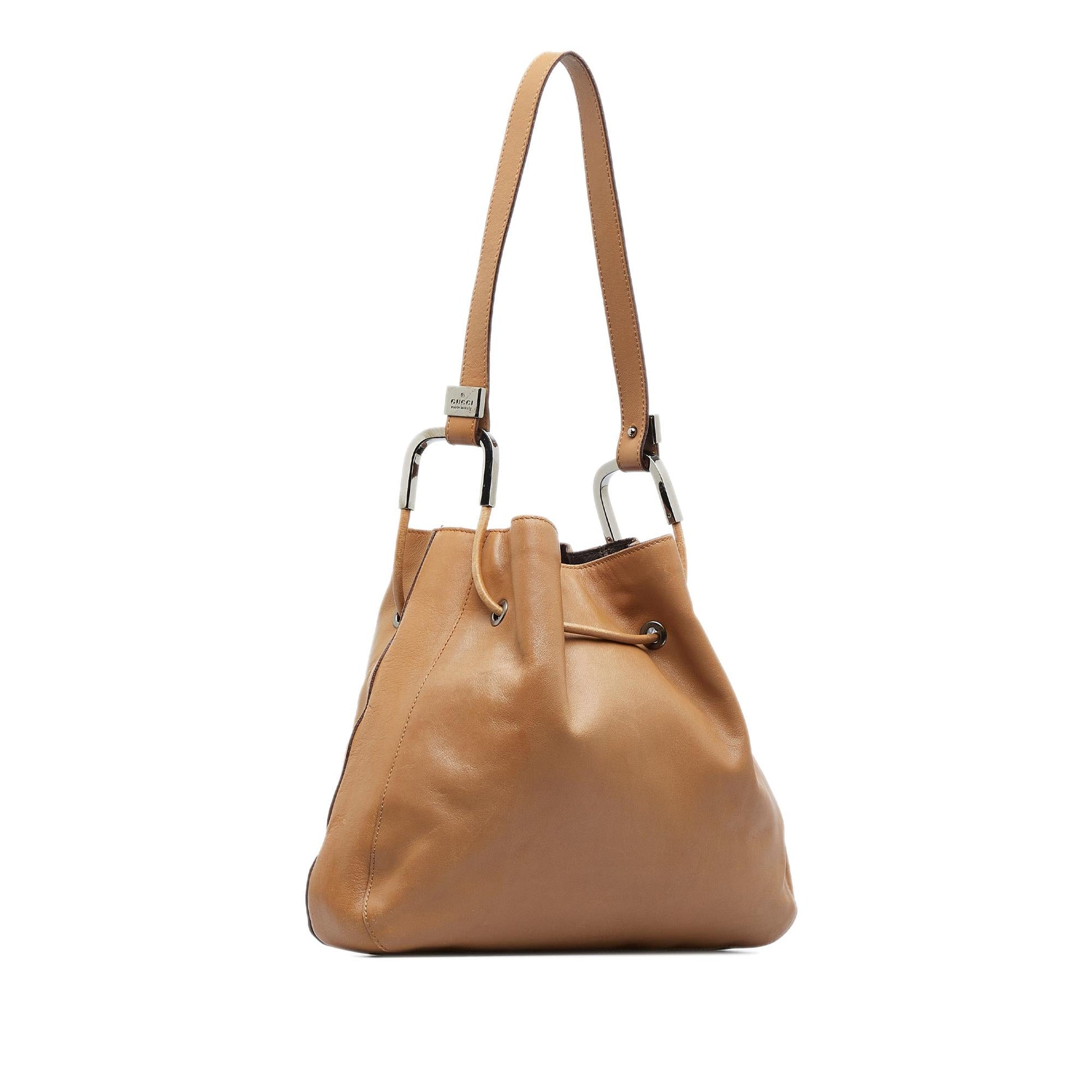 Gucci SHG-3XwYEa Leather Calf Brown Bucket Shoulder Bag