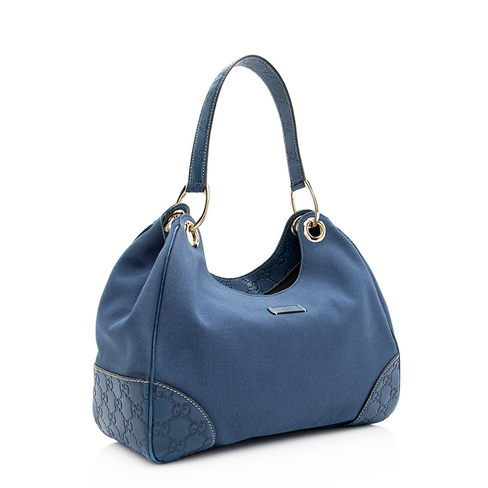 Gucci Guccissima SHF Leather Canvas Blue Shoulder Bag