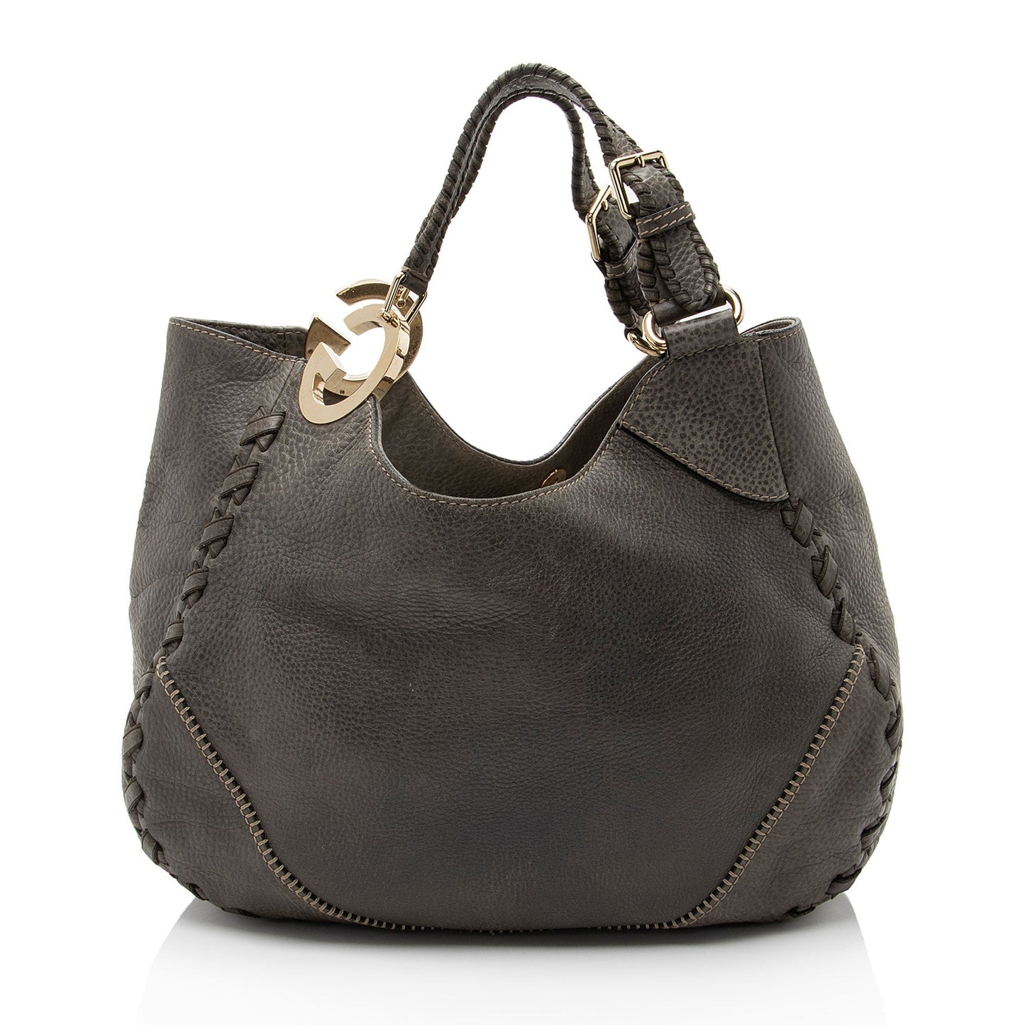 Gucci Charlotte Leather Grey Medium Shoulder Bag