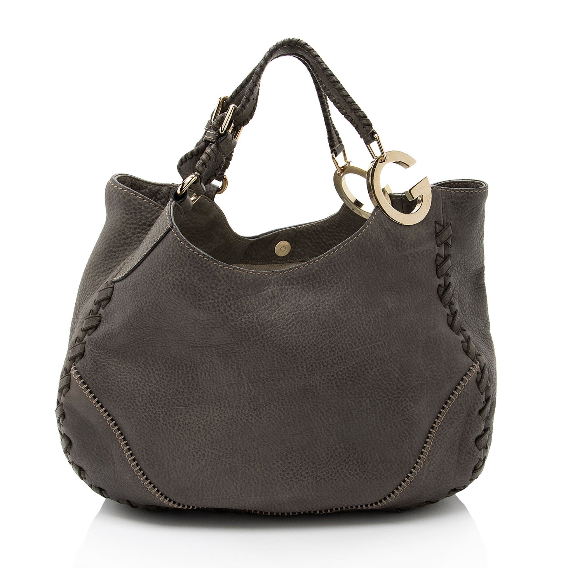 Gucci Charlotte Leather Grey Medium Shoulder Bag