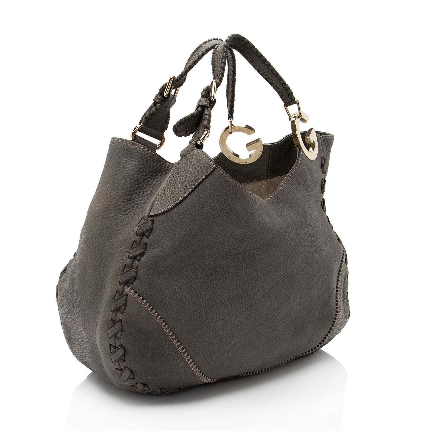 Gucci Charlotte Leather Grey Medium Shoulder Bag