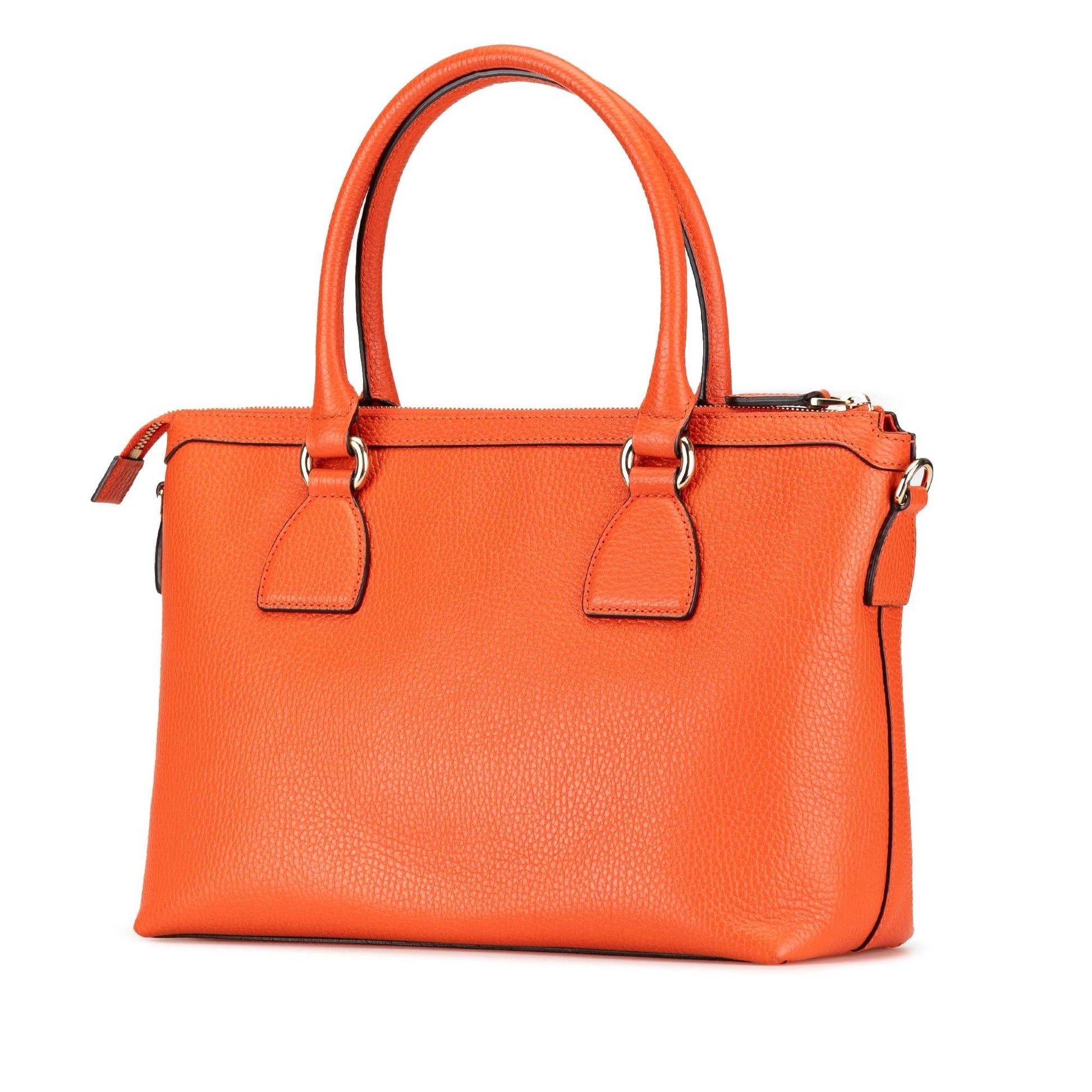 Gucci Charmy Leather Calf Orange Satchel Bag Shg U3Jyji