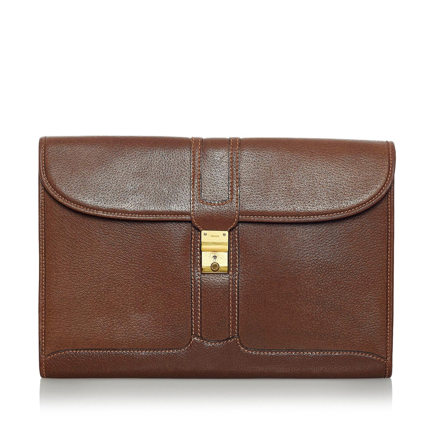 Gucci SHG Leather Calf Brown Clutch Bag