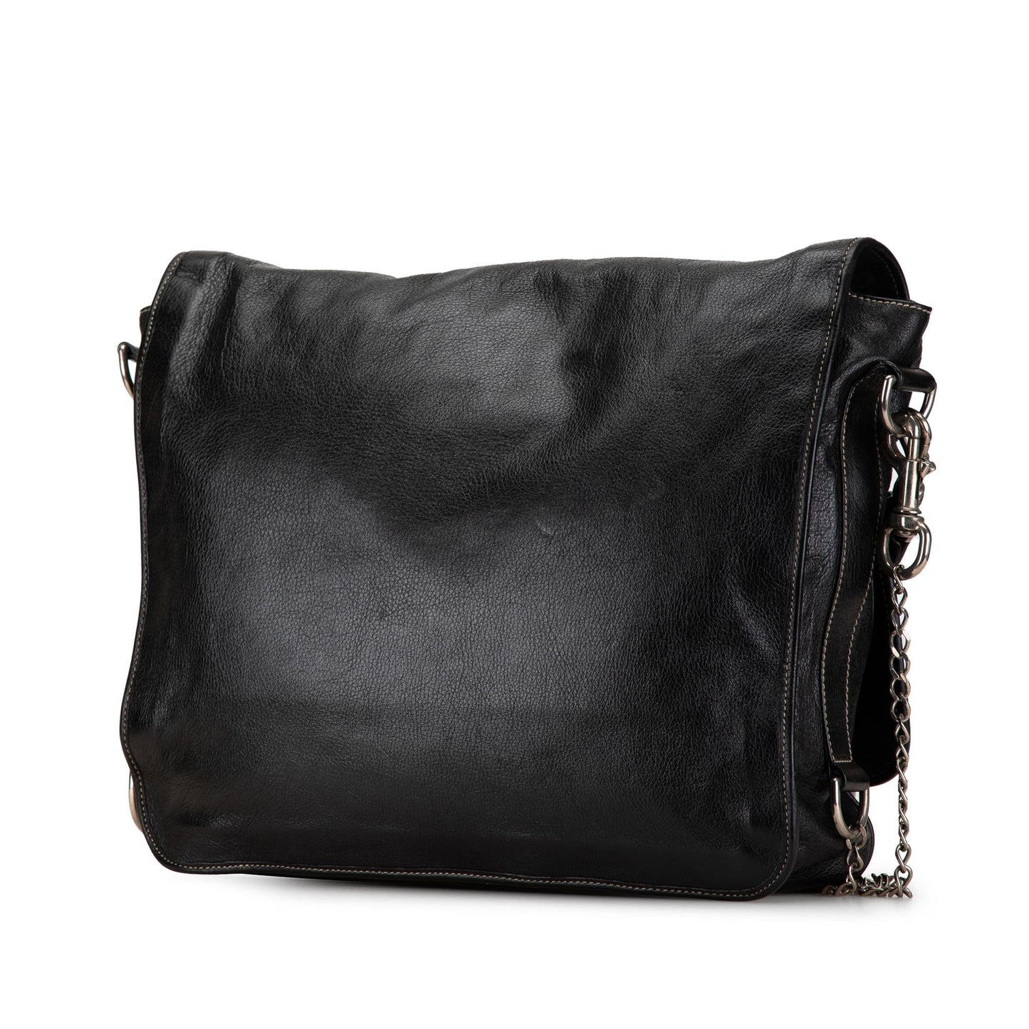 Gucci Crest Messenger SHG-FgBsnS Leather Calf Black Chain Crossbody Bag