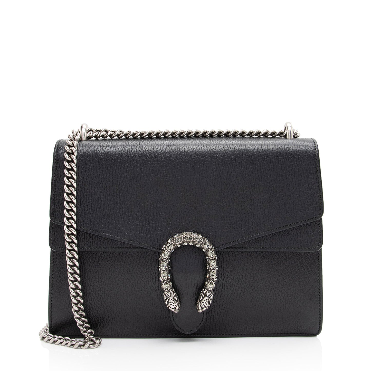 Gucci Crystal Dionysus Leather Black Medium Shoulder Bag