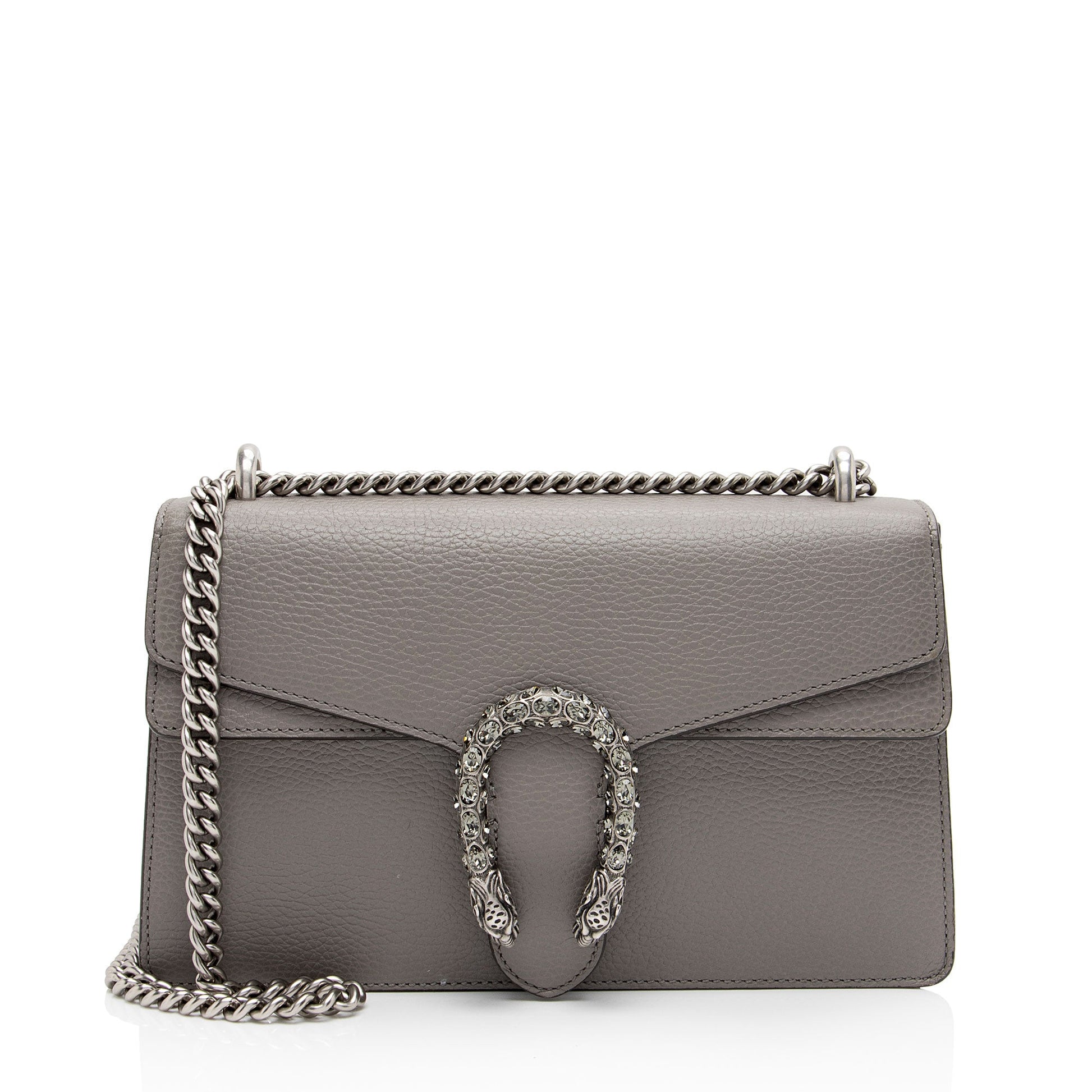 Gucci Crystal Dionysus SHF-7IrKBg Leather Grey Small Shoulder Bag