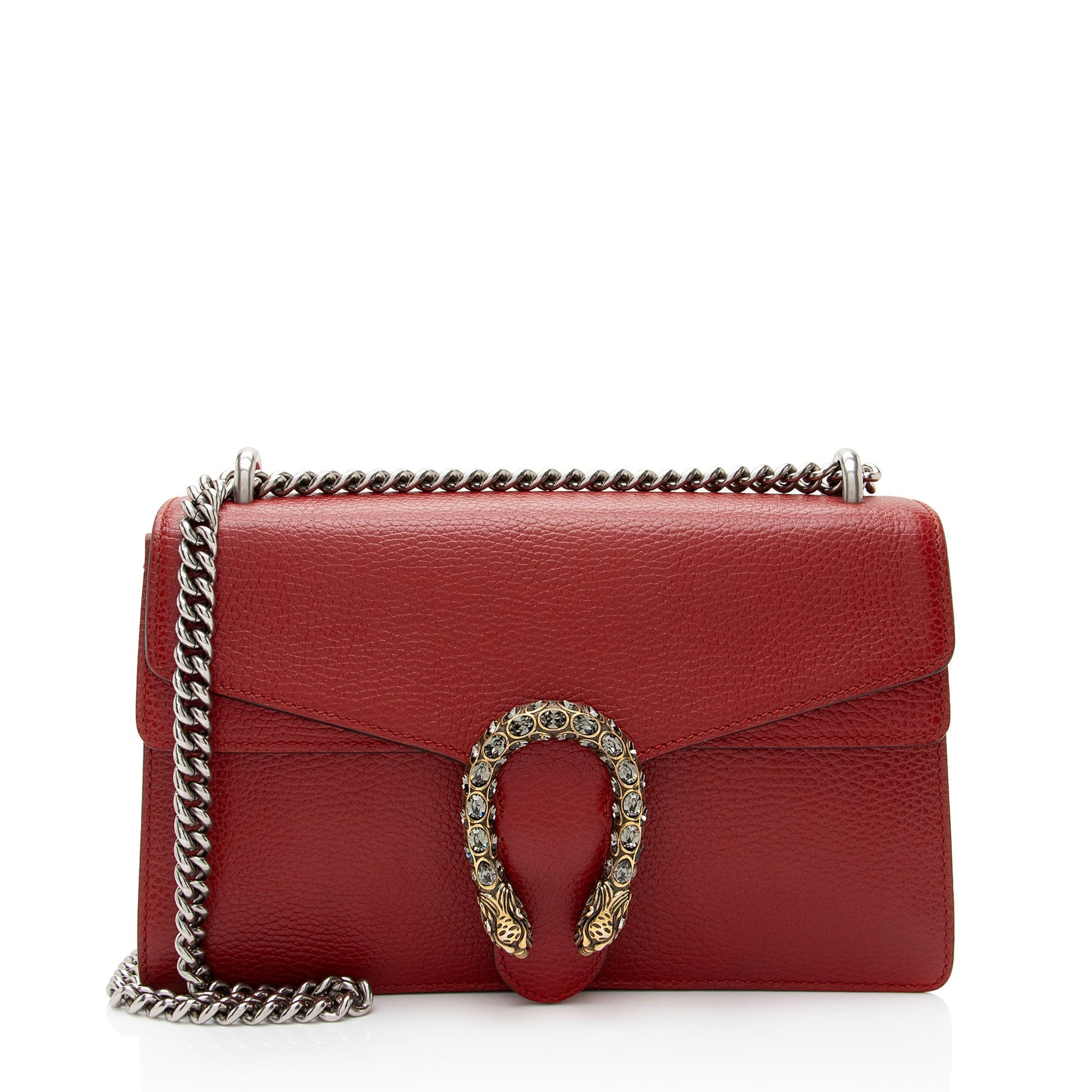 Gucci Crystal Dionysus SHF-JRvXni Leather Red Small Shoulder Bag