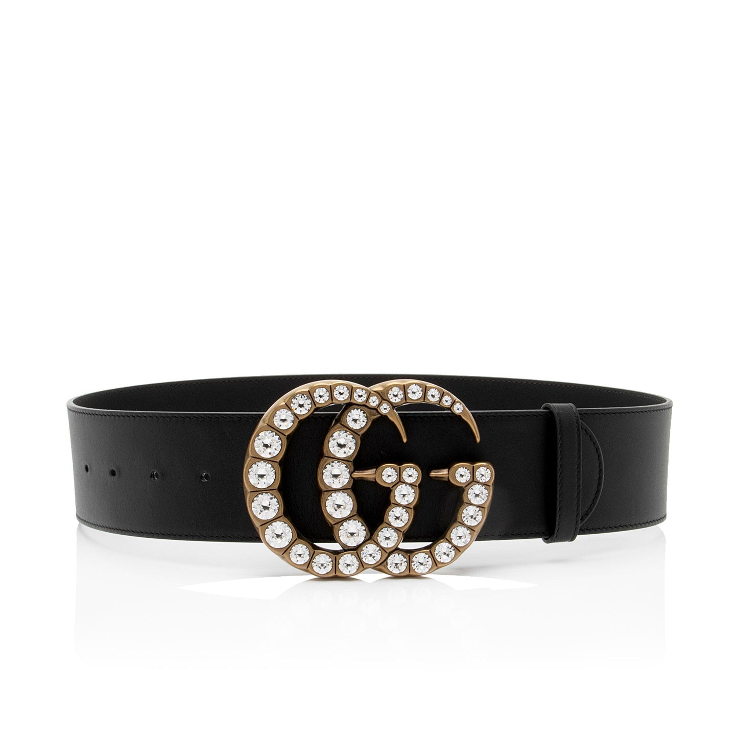Gucci Crystal GG Belt - Size Leather Black Accessory Shf Hp1Dlg
