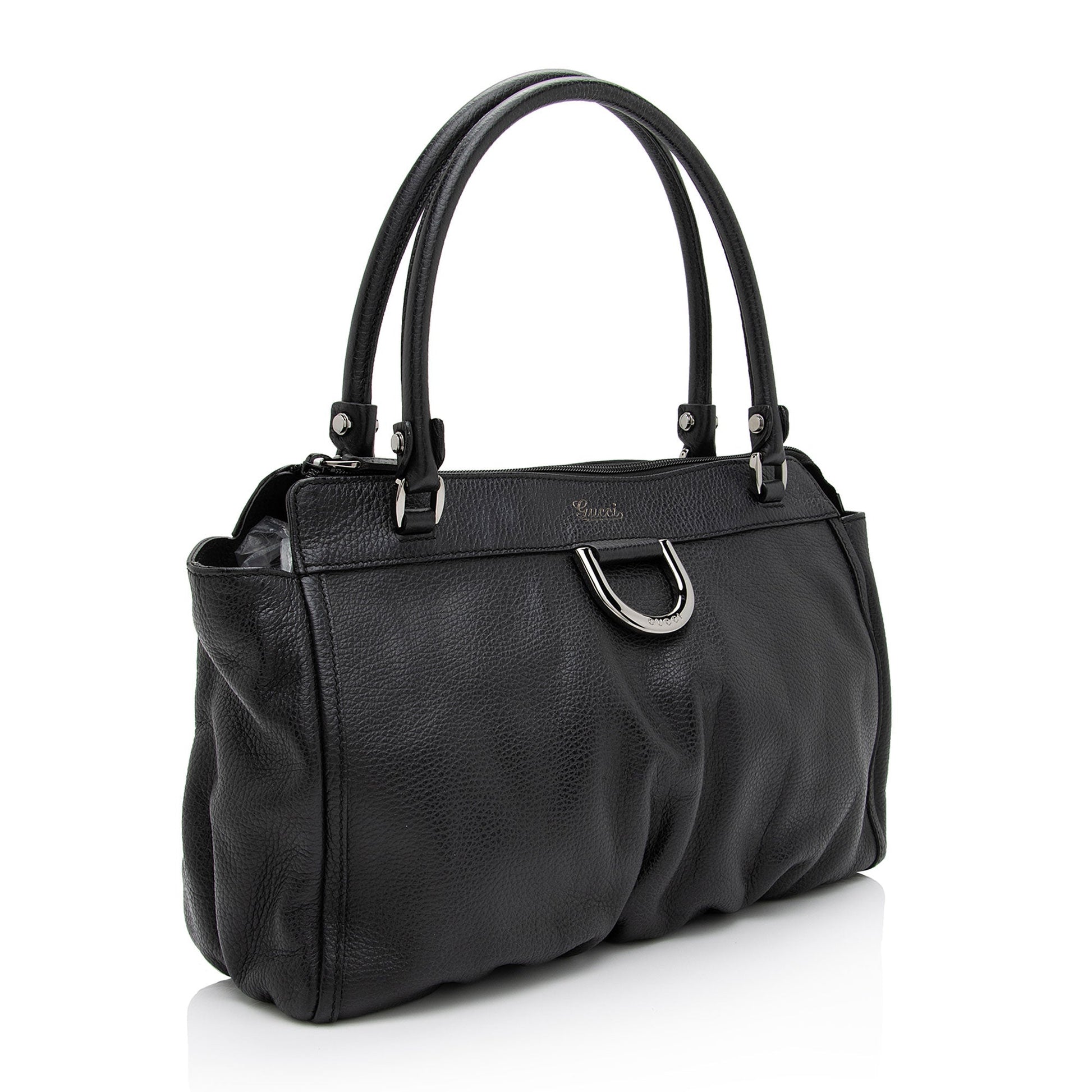 Gucci D- SHF-SmTGg0 Leather Black Gold Tote Bag