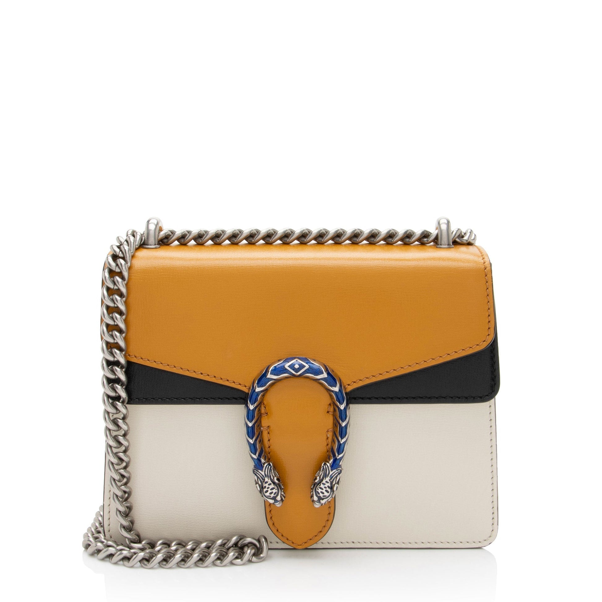Gucci Dionysus Leather Black White Orange Crossbody Bag