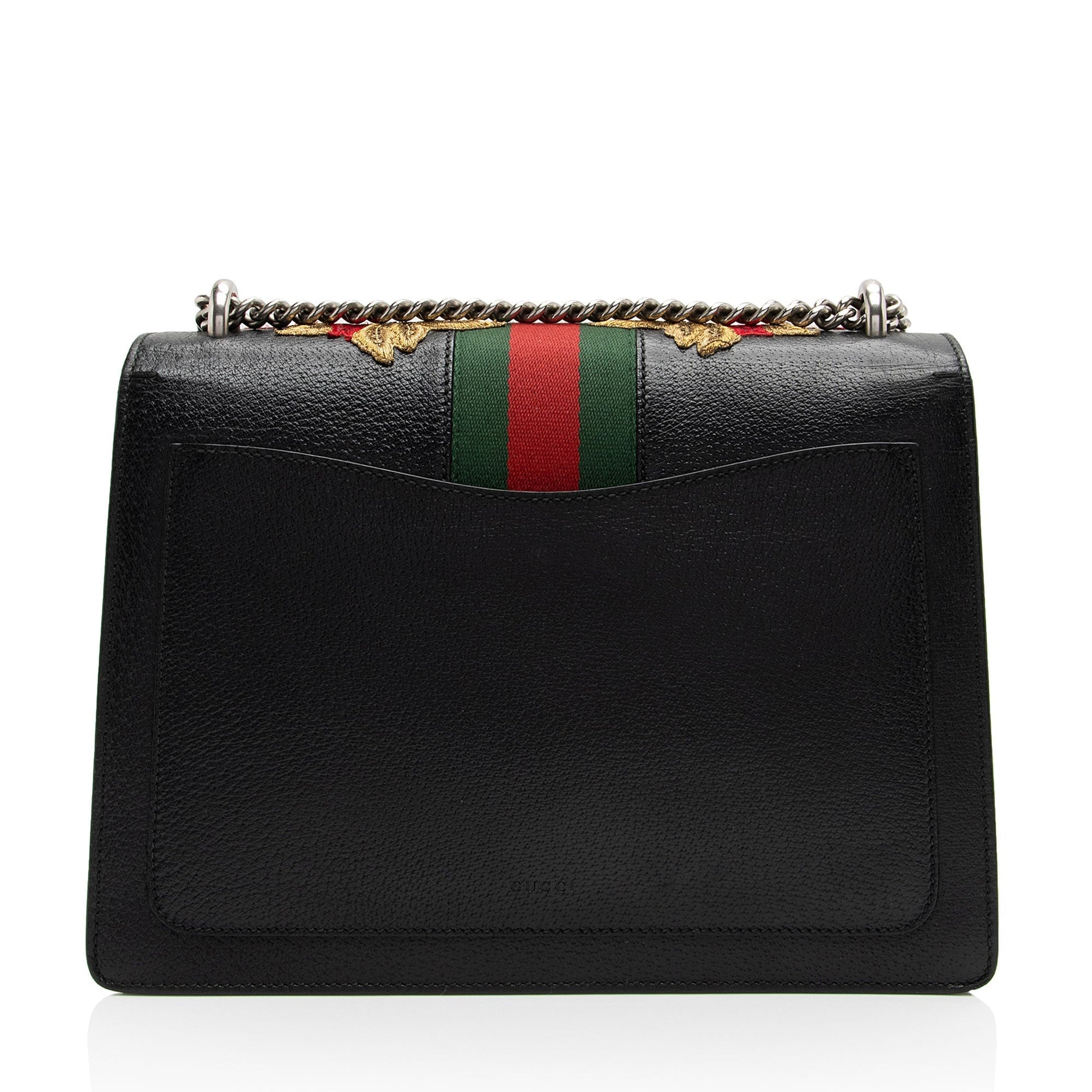 Gucci Embroidered Rose Dionysus SHF-sxhk6S Leather Black Green Shoulder Bag