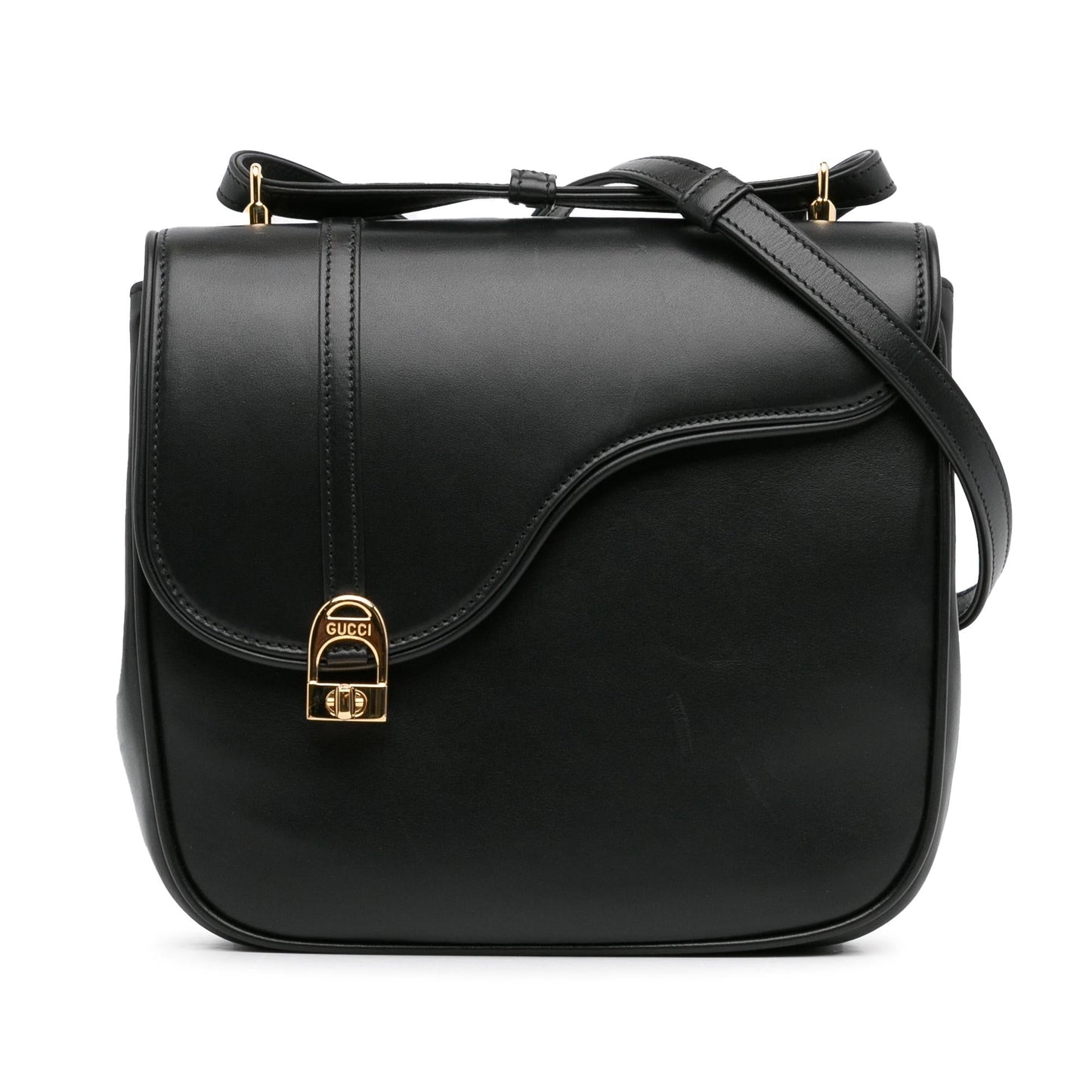Gucci Equestrian SHG-QcHVyT Leather Calf Black Crossbody Bag