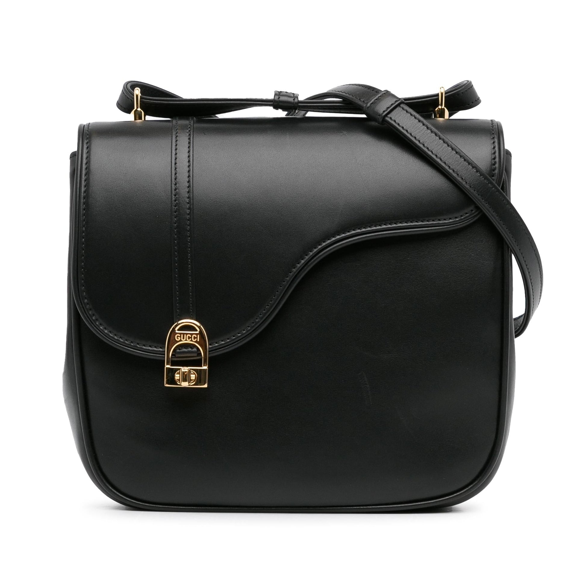 Gucci Equestrian SHG-QcHVyT Leather Calf Black Crossbody Bag