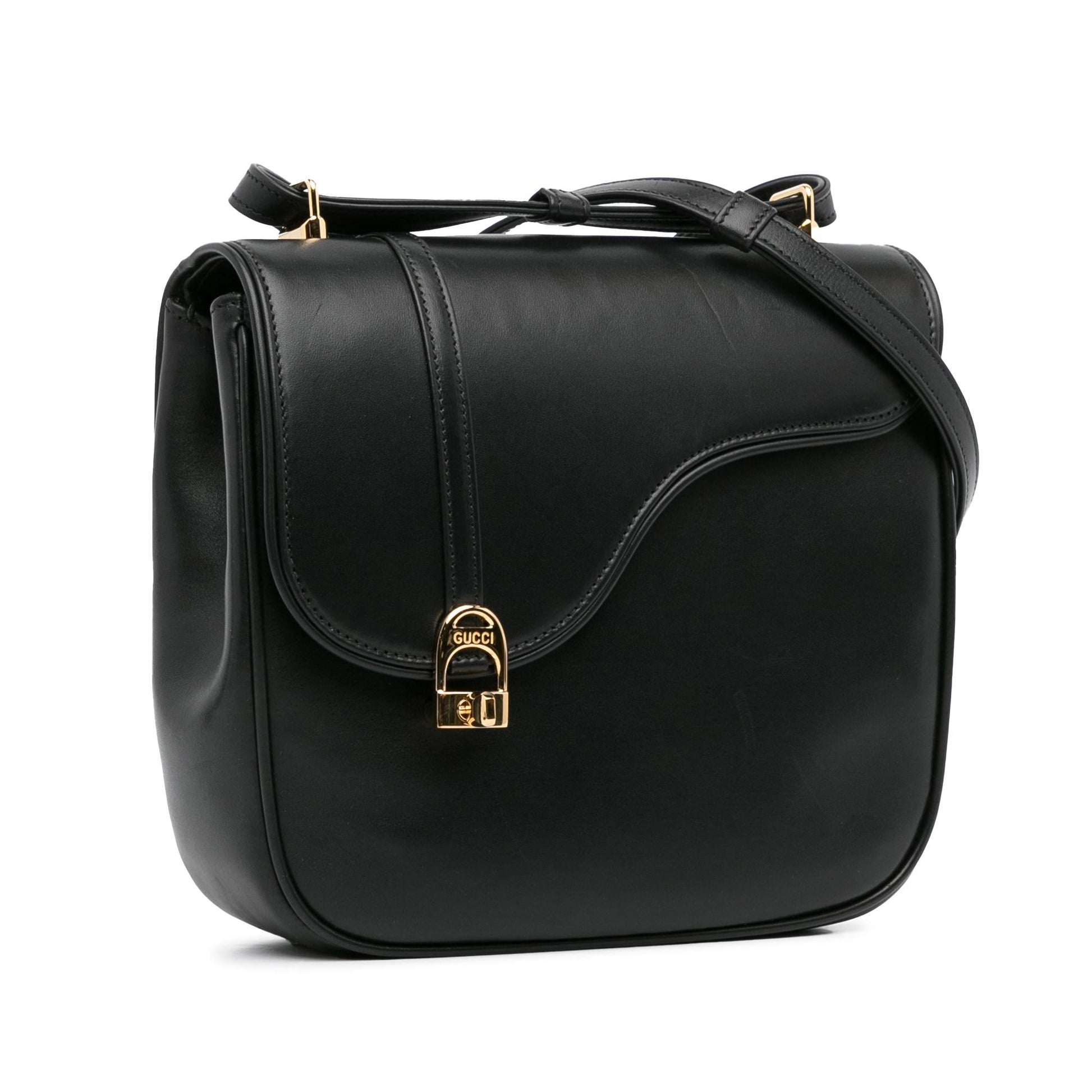 Gucci Equestrian SHG-QcHVyT Leather Calf Black Crossbody Bag
