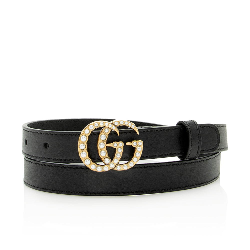 Gucci Faux Pearl GG Belt - Leather Black Accessory 85 Shf