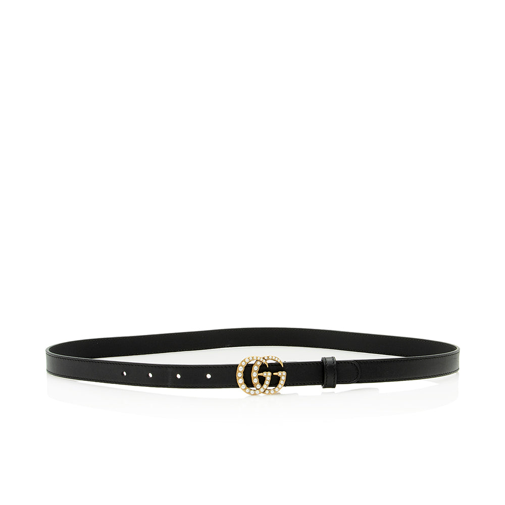 Gucci Faux Pearl GG Belt - Leather Black Accessory 85 Shf