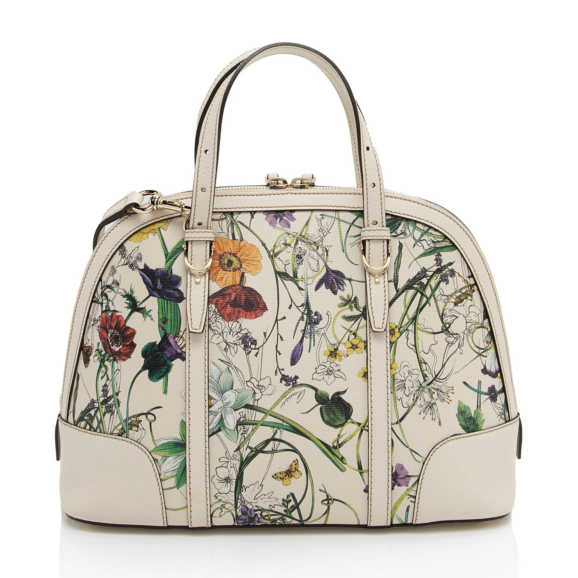 Gucci Flora Nice SHF-5DGwQW Leather White Satchel Bag