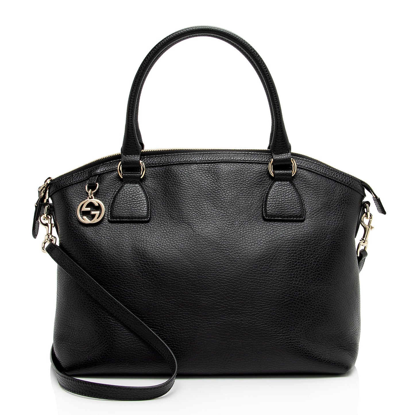 Gucci GG Charm Dome SHF-ijUjSb Leather Black Large Satchel Bag