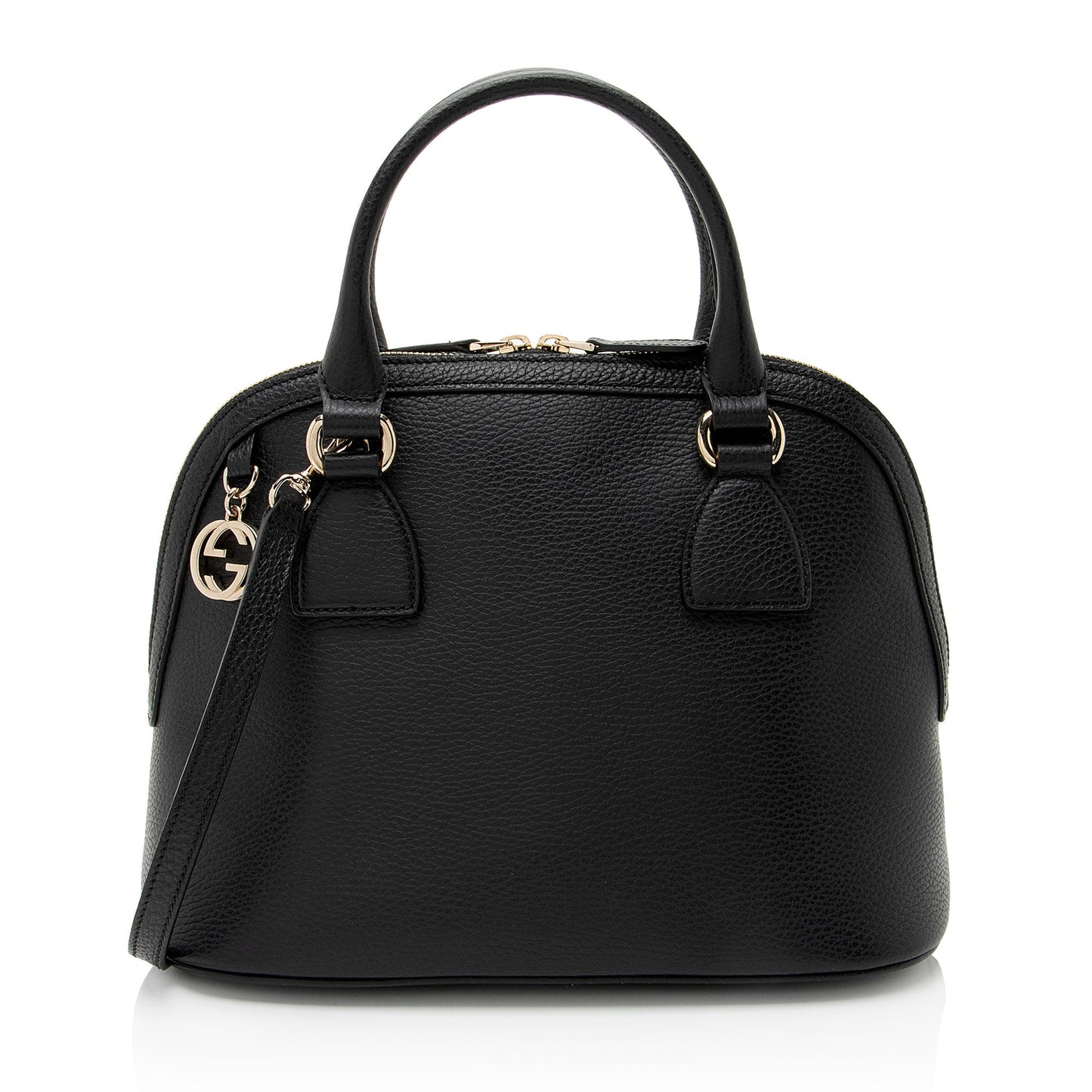 Gucci GG Charm Dome Leather Black Medium Satchel Bag