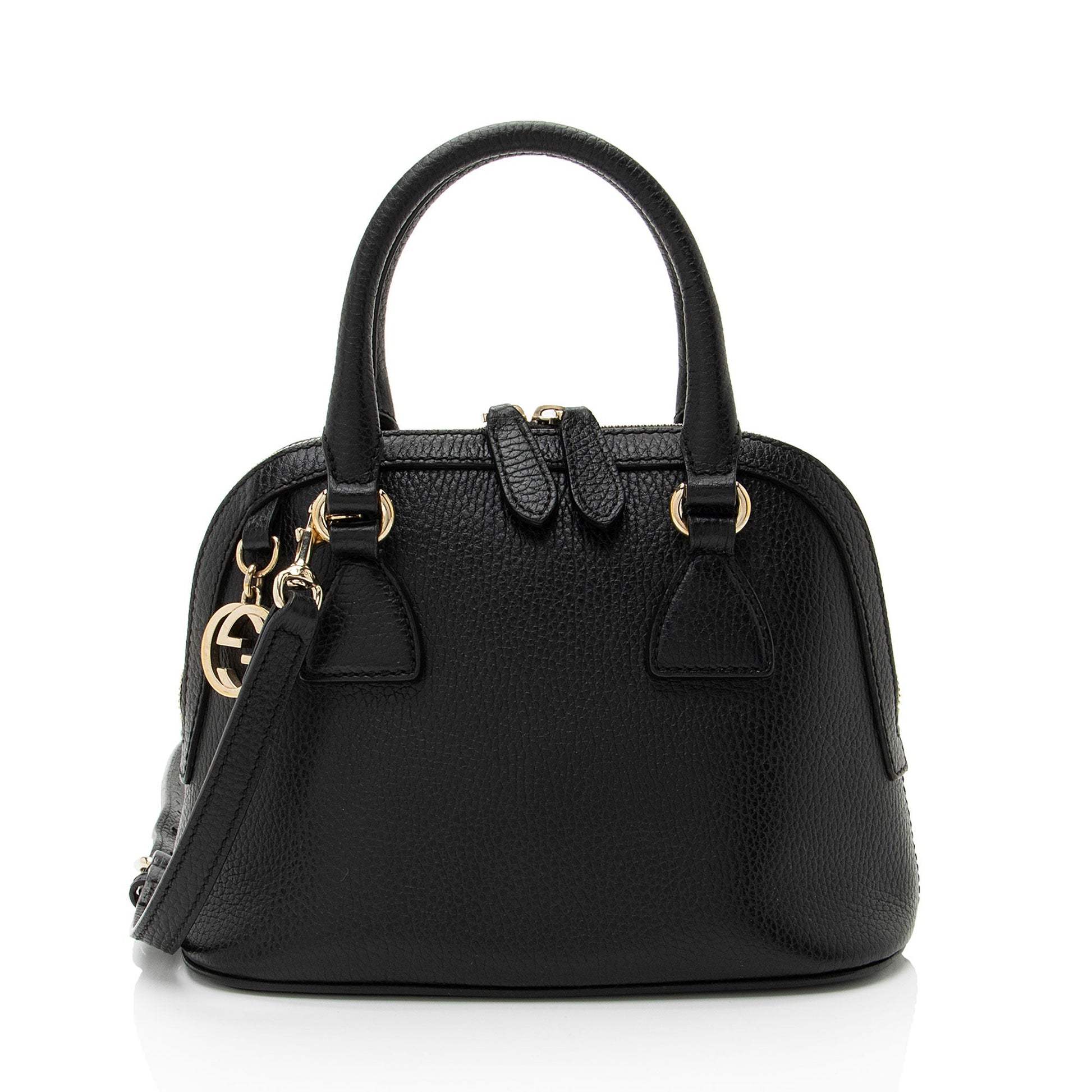 Gucci GG Charm Dome Leather Black Small Satchel Bag Satchel 1