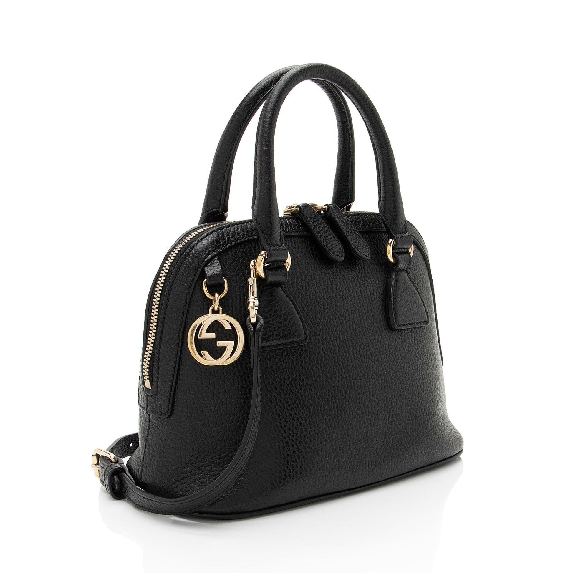 Gucci GG Charm Dome Leather Black Small Satchel Bag Satchel 1