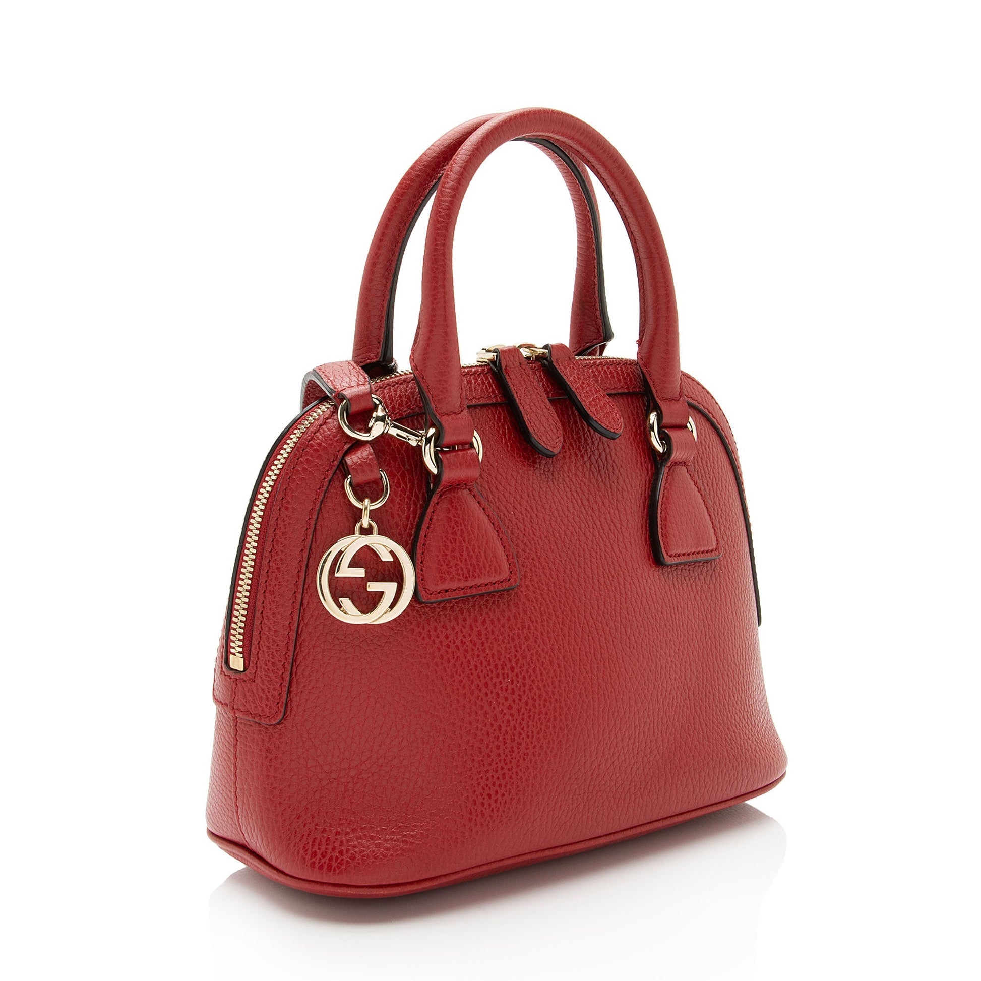 Gucci GG Charm Dome Leather Red Small Crossbody Bag